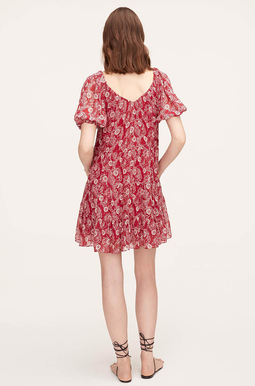  Monarch Fleur Tiered Dress in Crimson Stripe by Rebecca Taylor