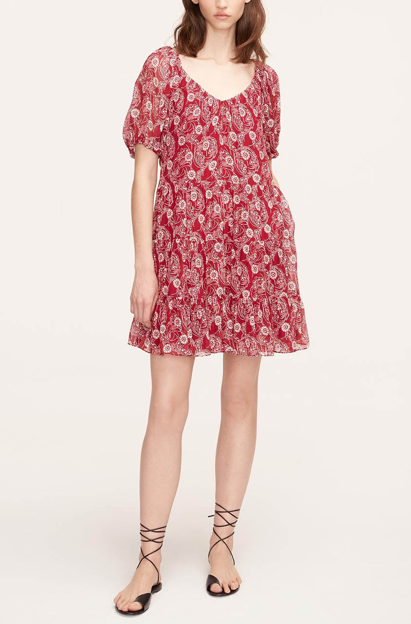  Monarch Fleur Tiered Dress in Crimson Stripe by Rebecca Taylor