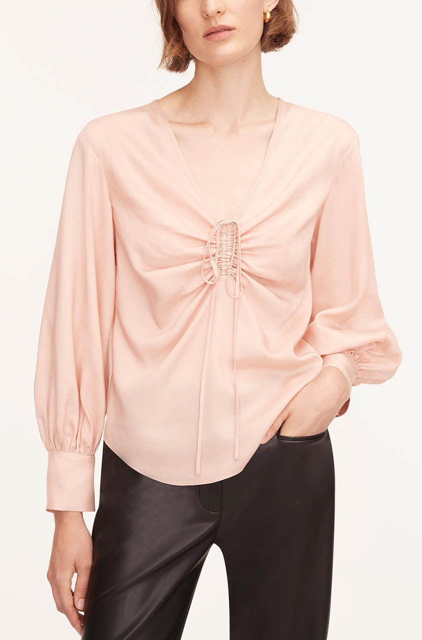 Drawstring Long Sleeve Blouse in Blush by Rebecca Taylor