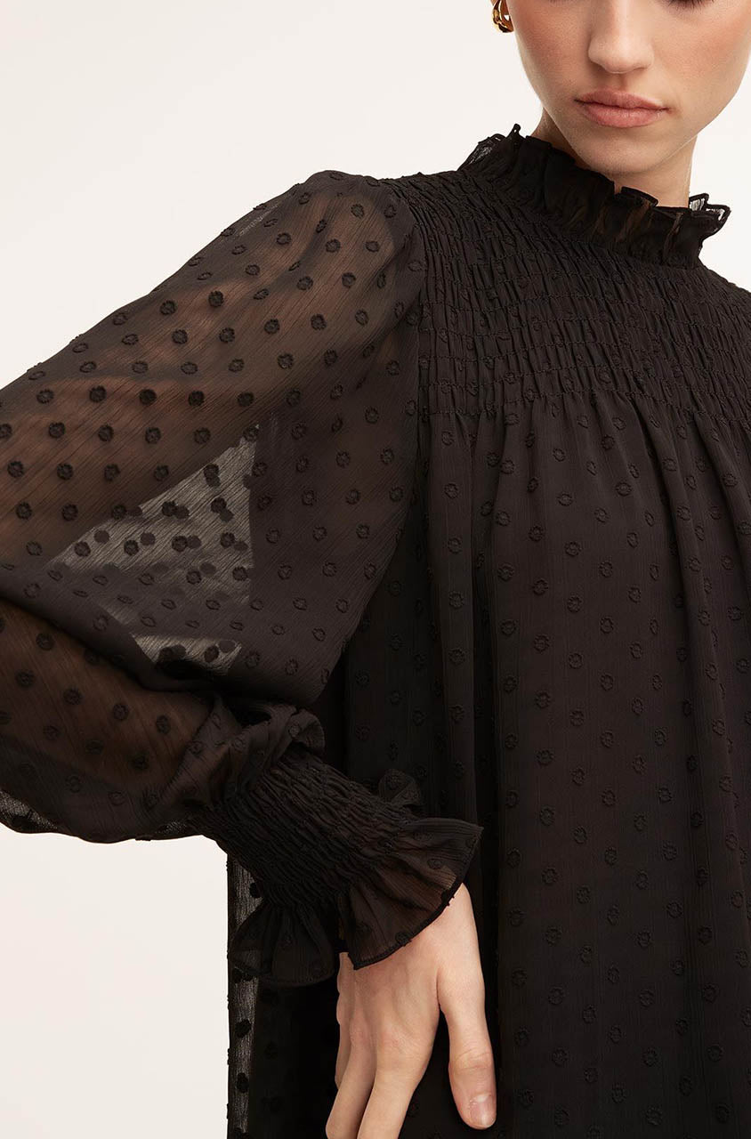  Clip Dot Blouse in Black by Rebecca Taylor