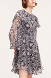 Rochelle Fleur Ruffle Silk Dress