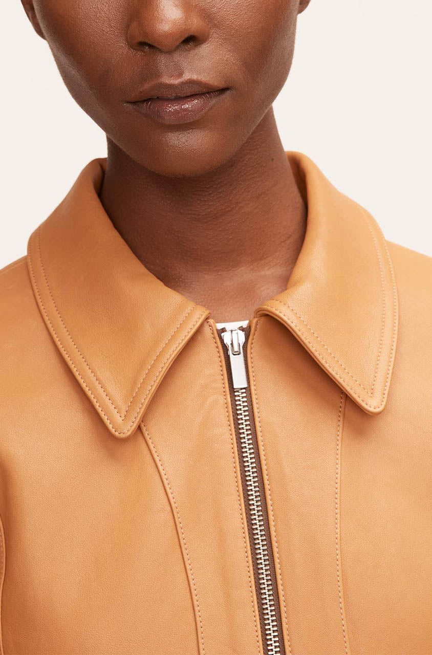  Ladies Pebbled Leather Moto in Clay by Rebecca Taylor