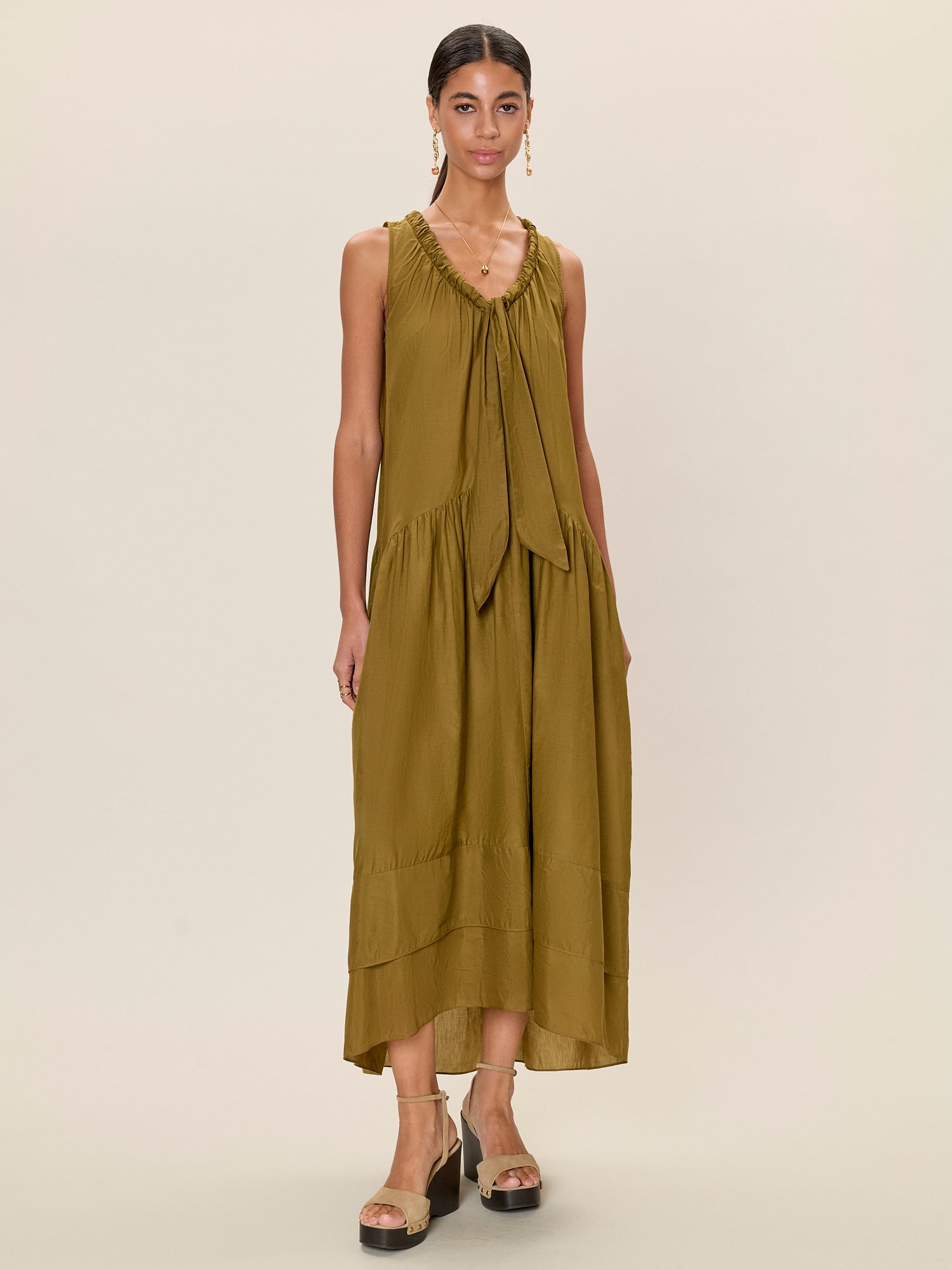  Lilou Sleeveless Dress in Leaf Green by Rebecca Taylor
