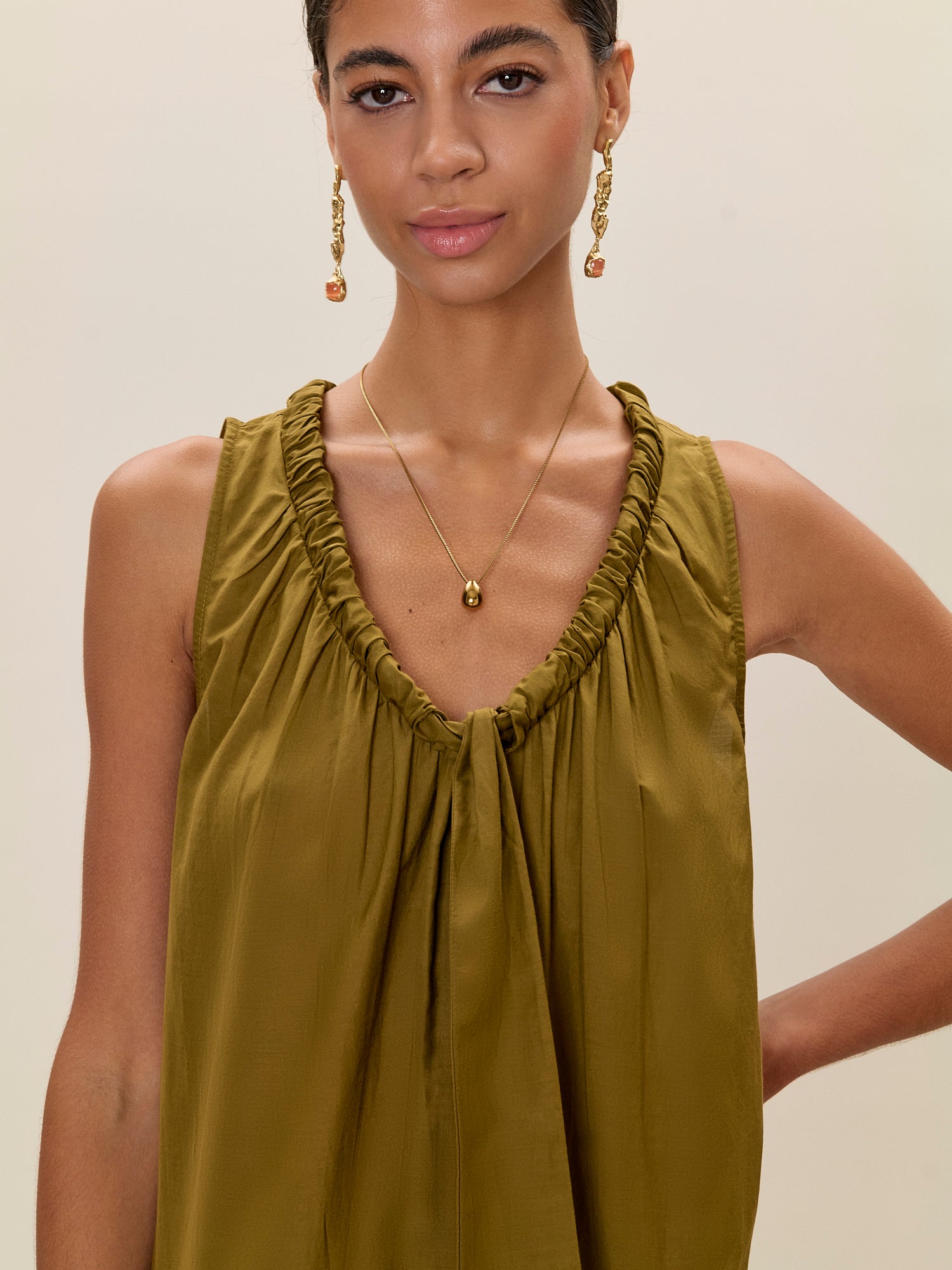  Lilou Sleeveless Dress in Leaf Green by Rebecca Taylor