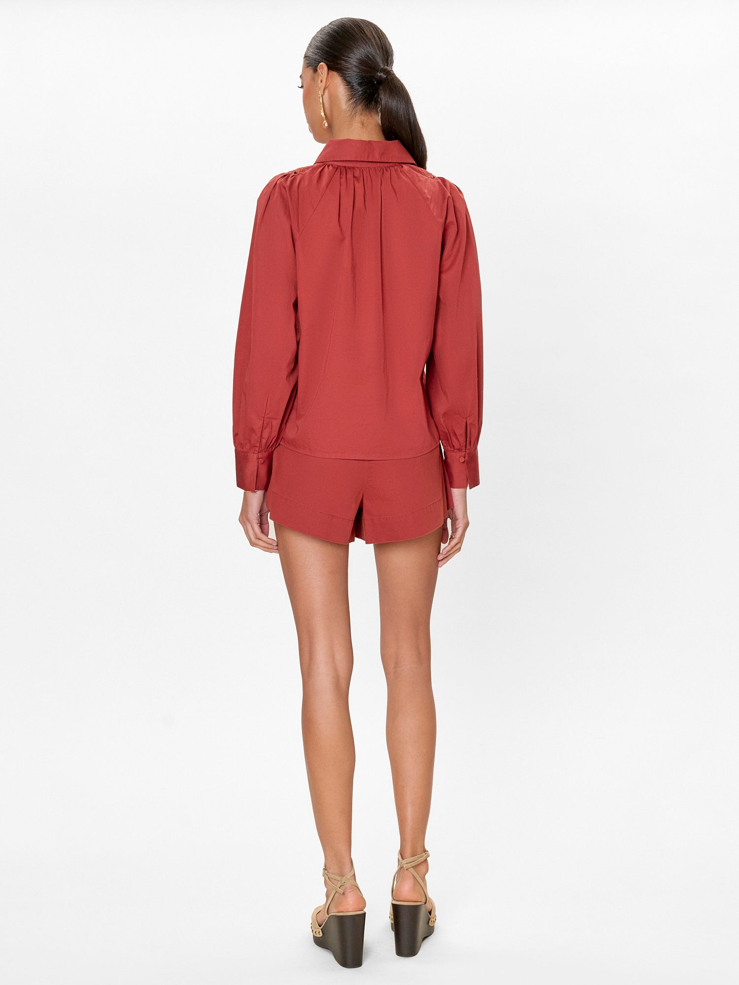  Rachelle Pop Over Blouse in Burnt Sienna by Rebecca Taylor