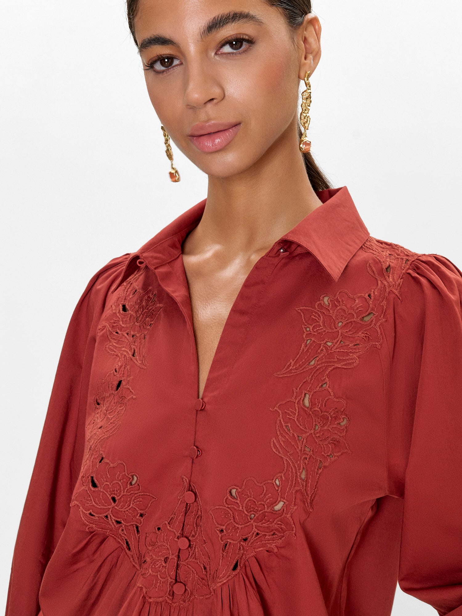  Rachelle Pop Over Blouse in Burnt Sienna by Rebecca Taylor