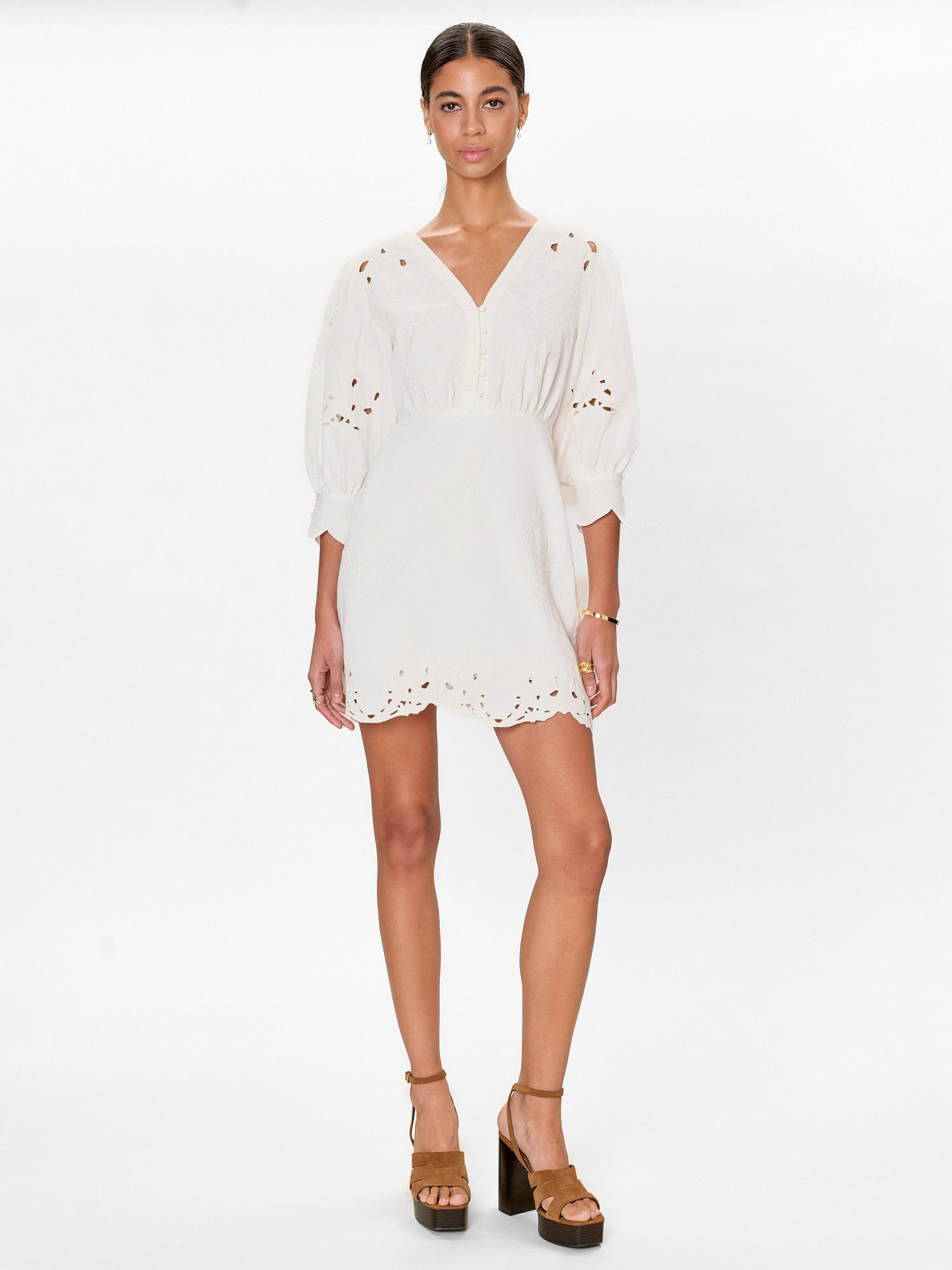  Rachelle Button Front Dress in Ivory by Rebecca Taylor