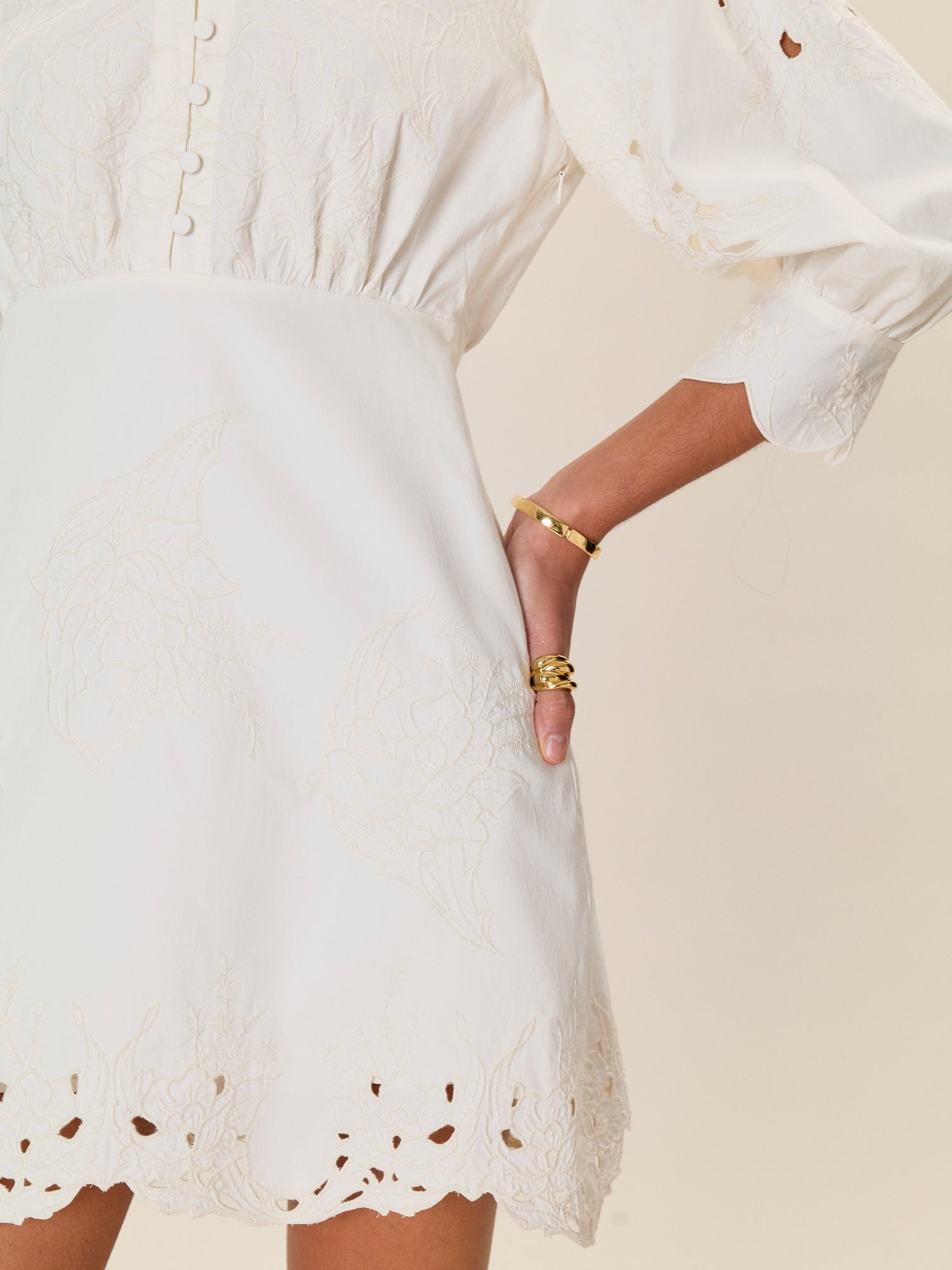  Rachelle Button Front Dress in Ivory by Rebecca Taylor