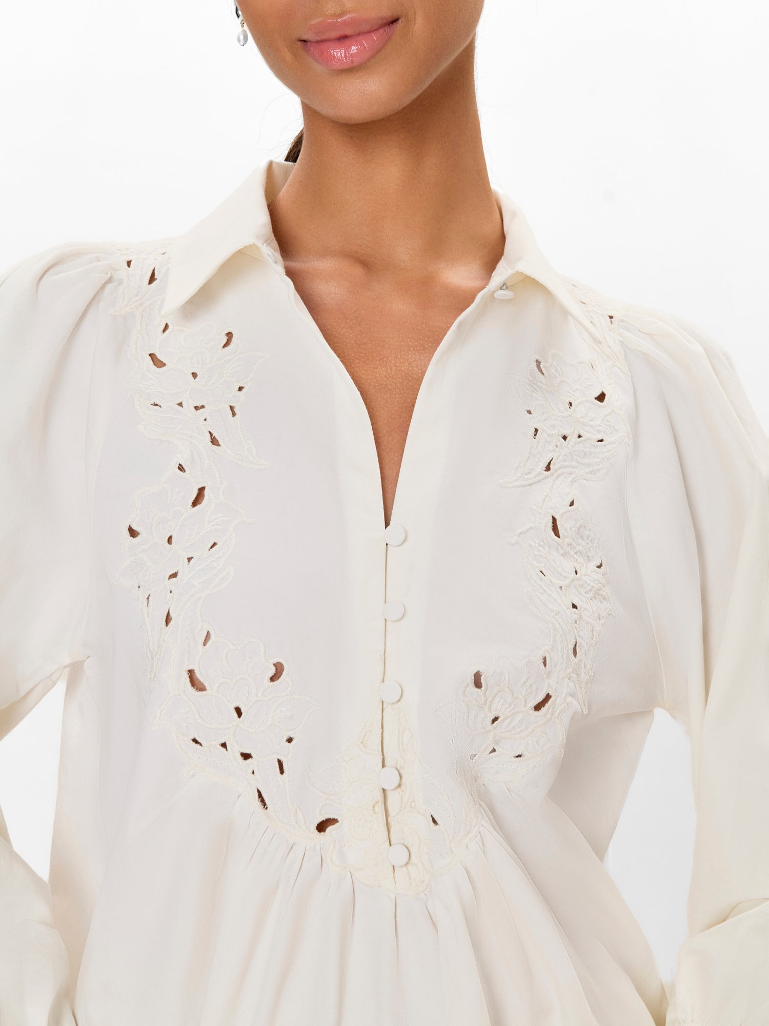  Rachelle Pop Over Blouse in Ivory by Rebecca Taylor