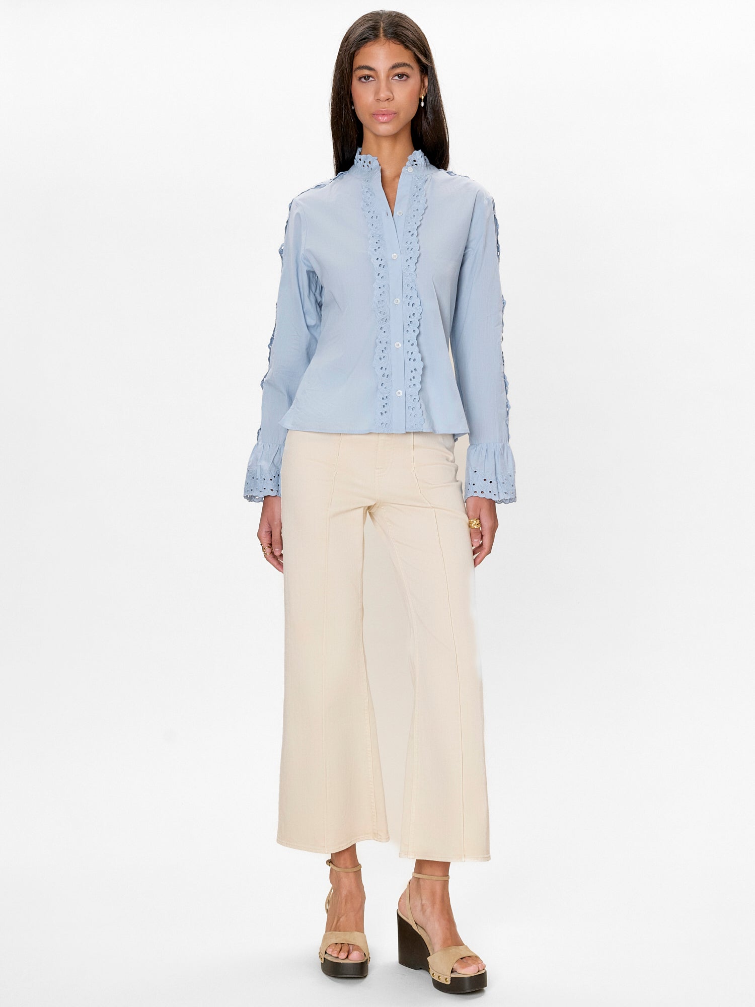  Lorelai Embroidered Shirt in Chambray by Rebecca Taylor