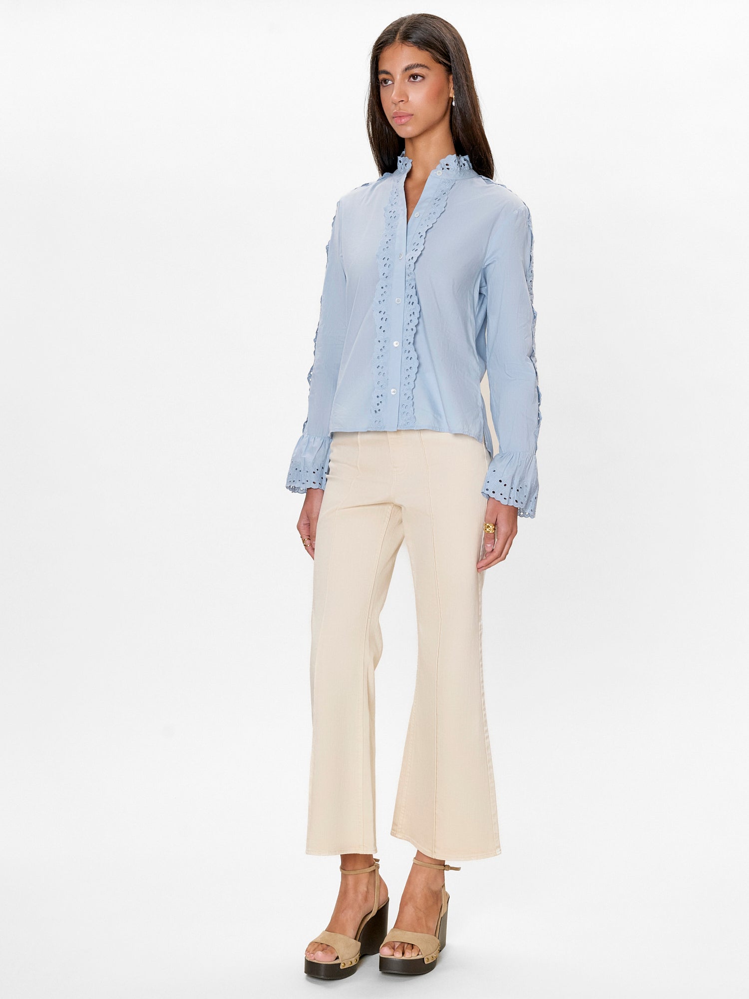  Lorelai Embroidered Shirt in Chambray by Rebecca Taylor