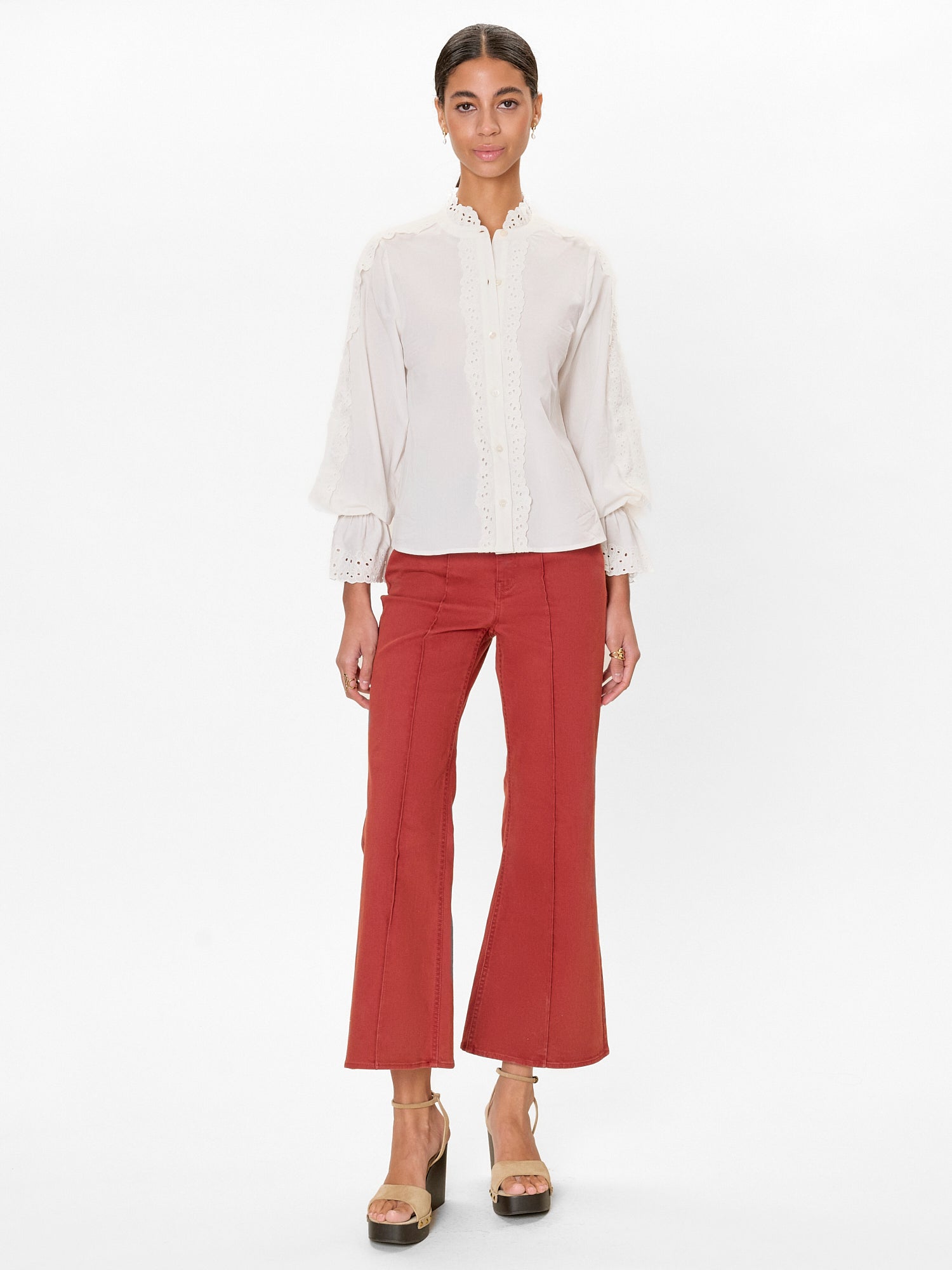  Lorelai Embroidered Shirt in Ivory by Rebecca Taylor