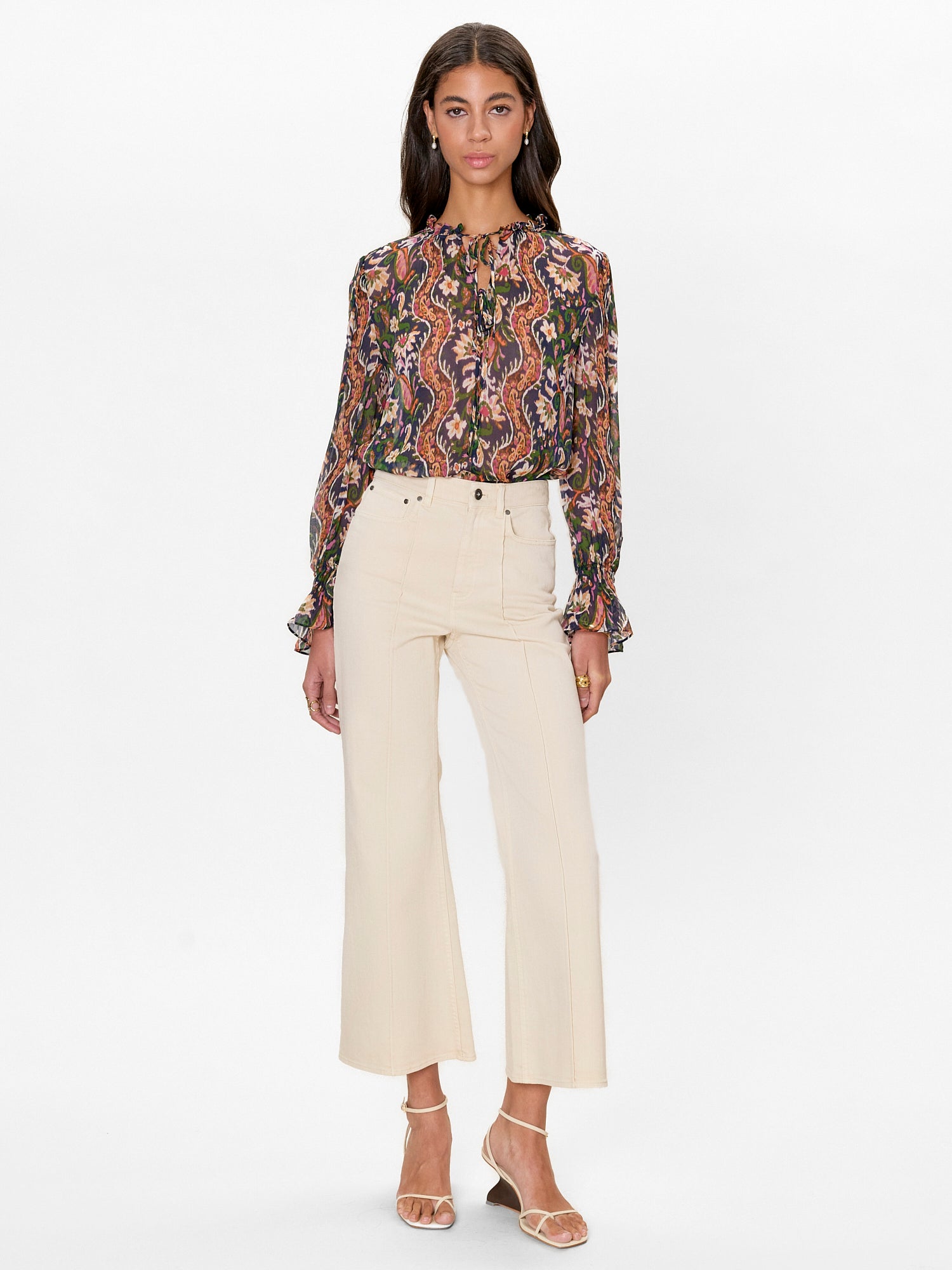  Isha Printed Blouse in Navy Combo by Rebecca Taylor