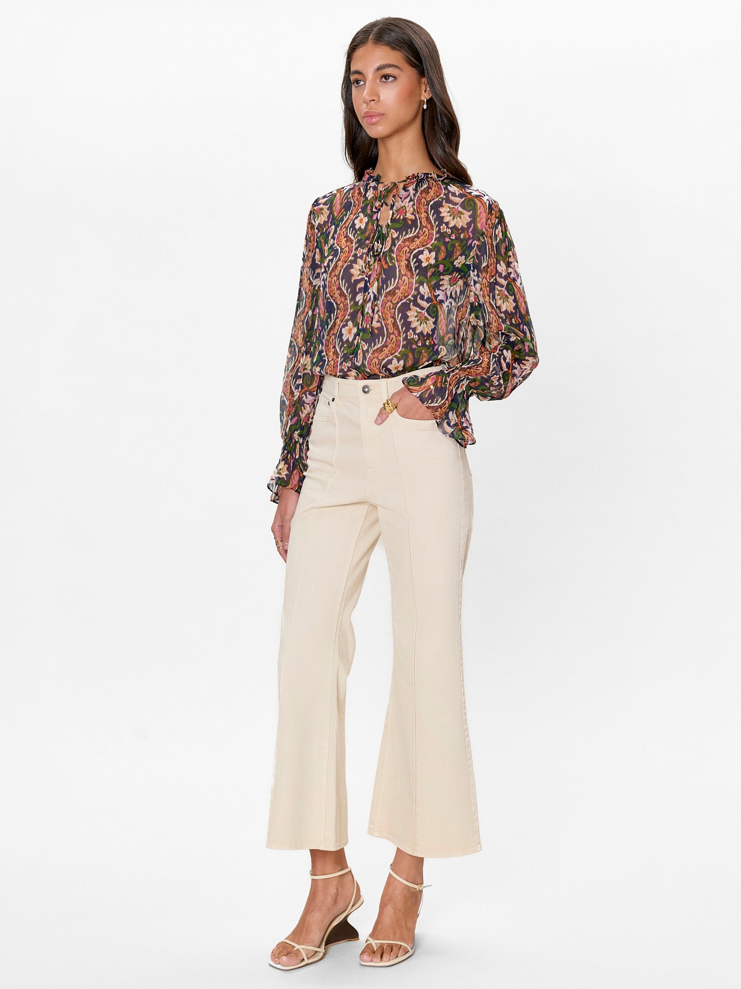  Isha Printed Blouse in Navy Combo by Rebecca Taylor