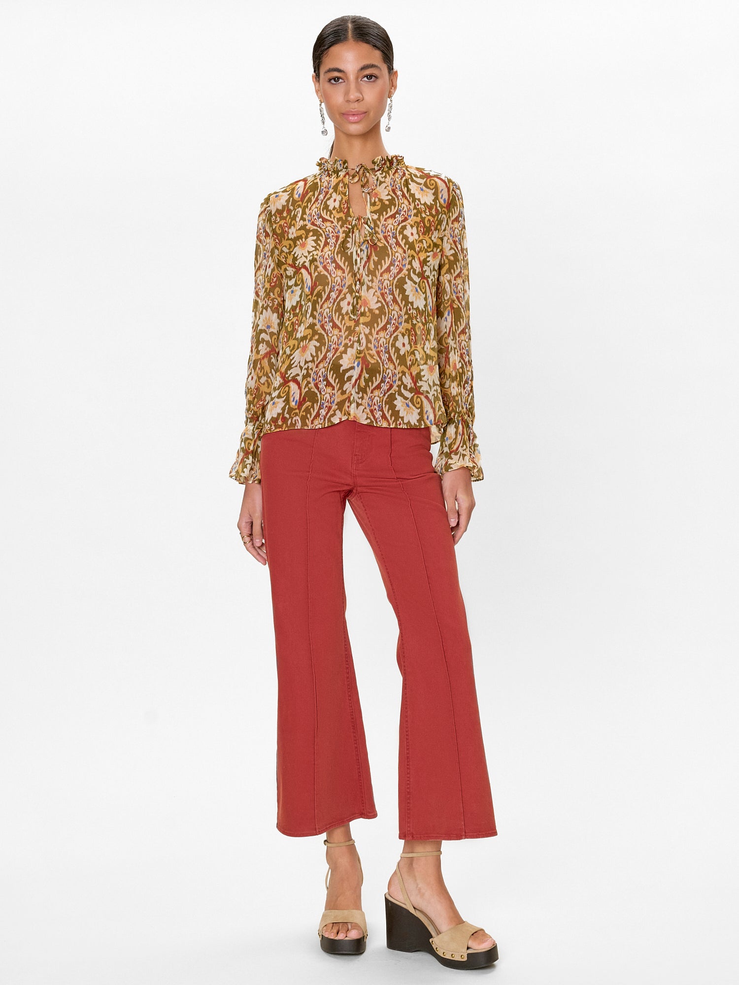  Isha Printed Blouse in Pesto Combo by Rebecca Taylor
