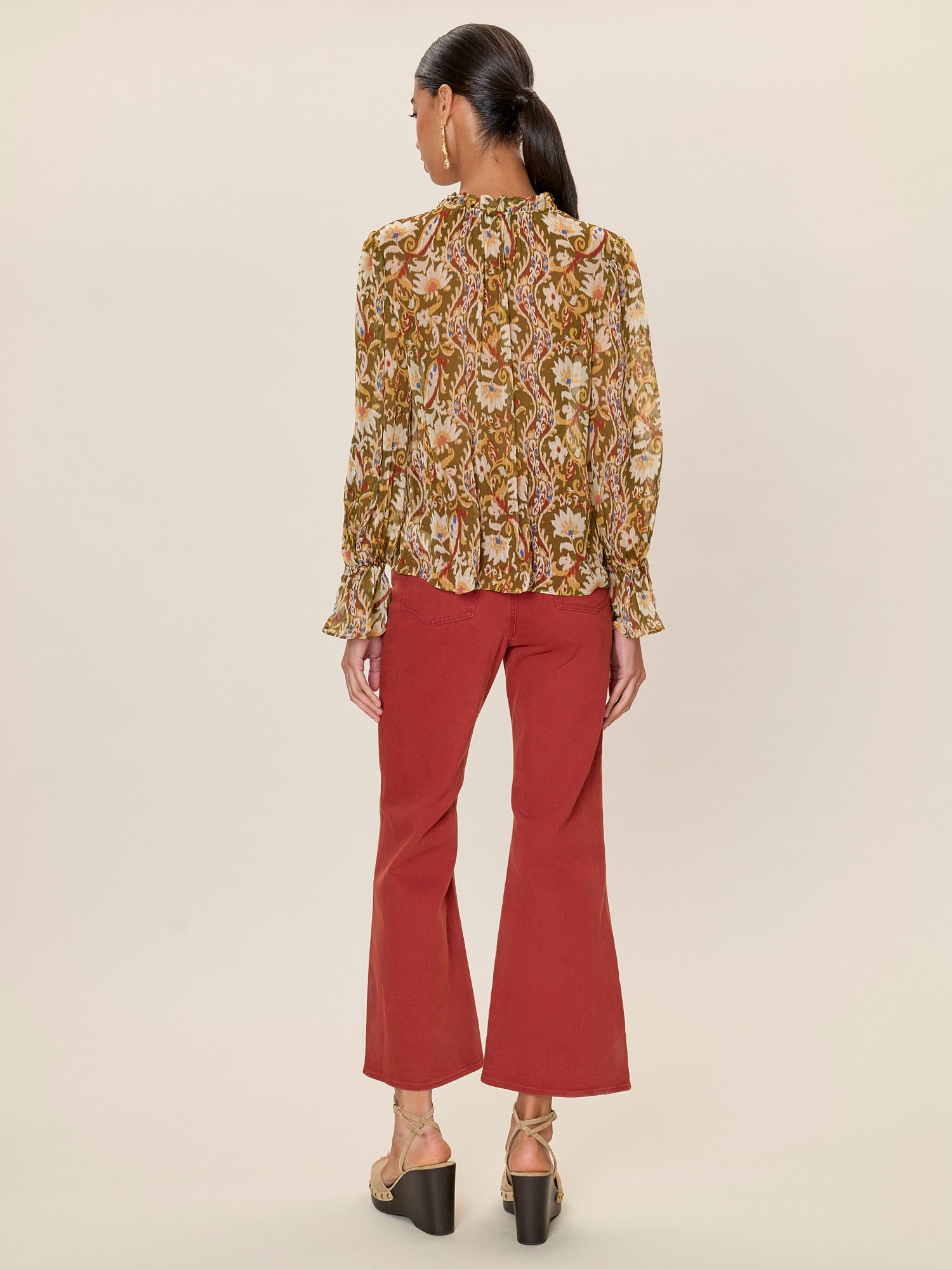  Isha Printed Blouse in Pesto Combo by Rebecca Taylor