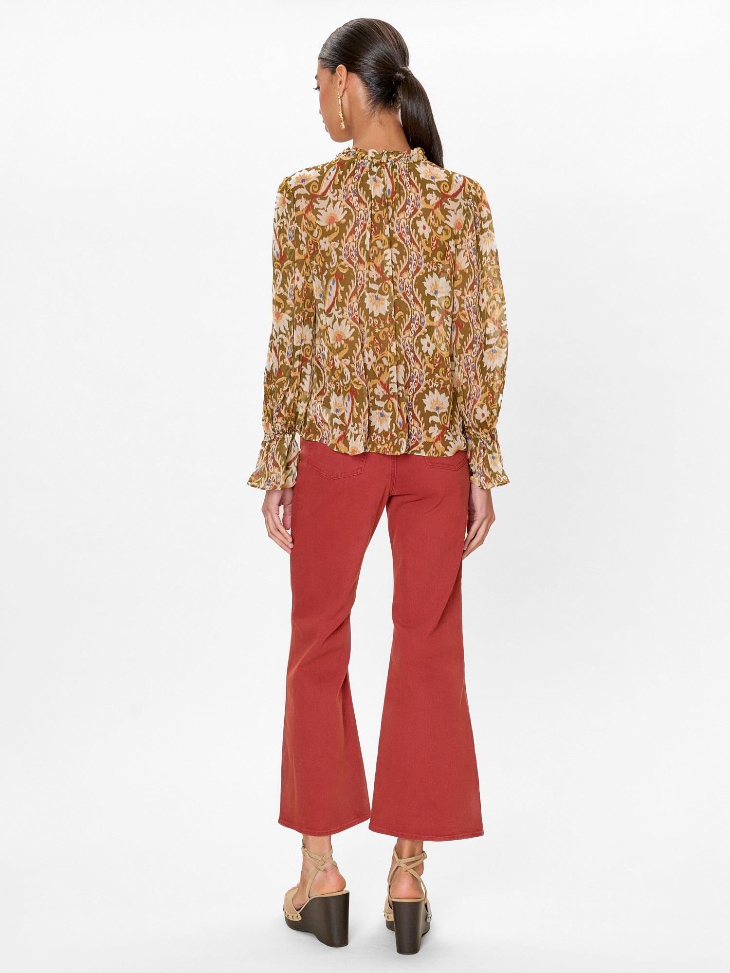  Isha Printed Blouse in Pesto Combo by Rebecca Taylor