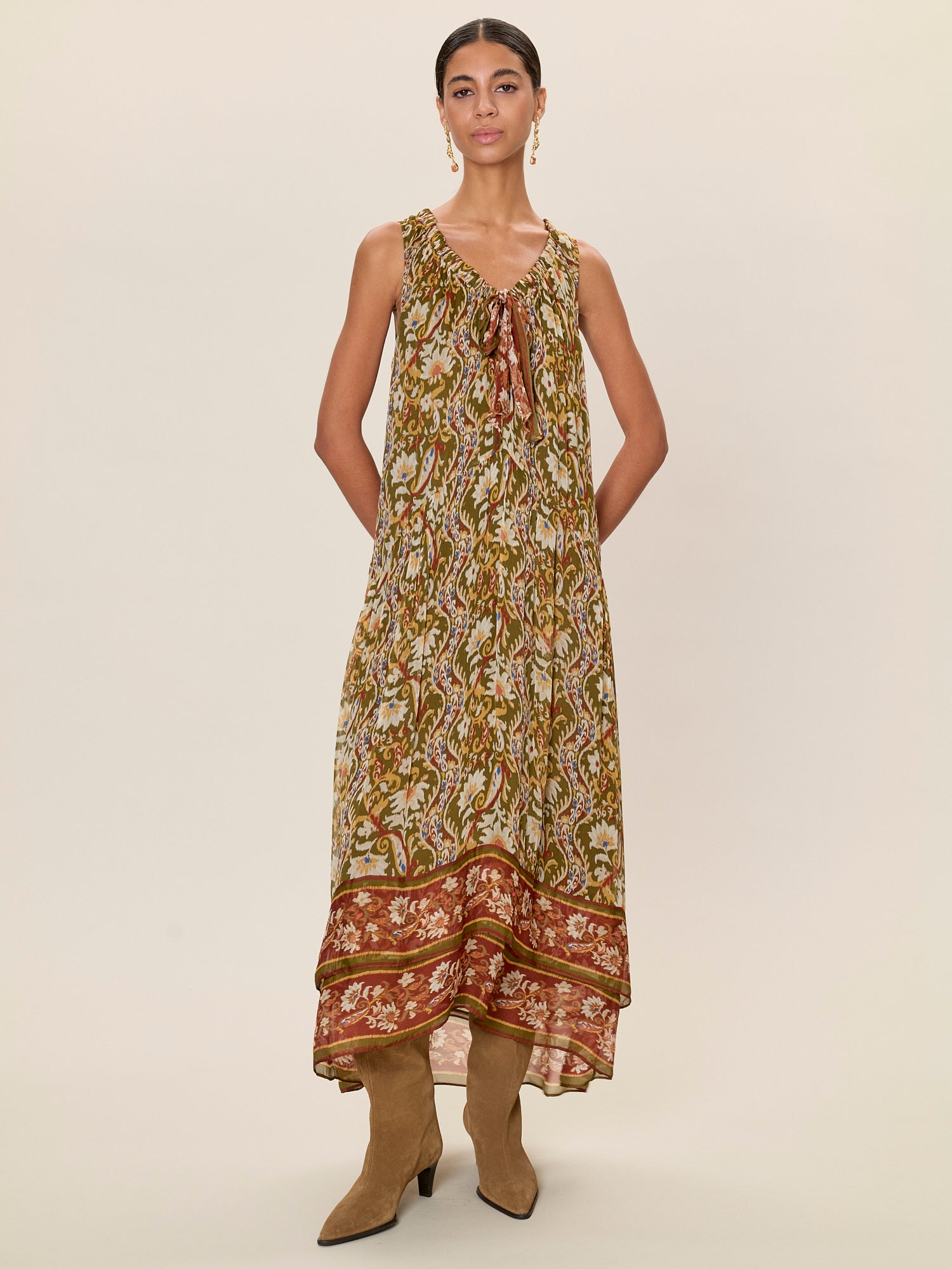  Isha Printed Dress in Pesto Combo by Rebecca Taylor