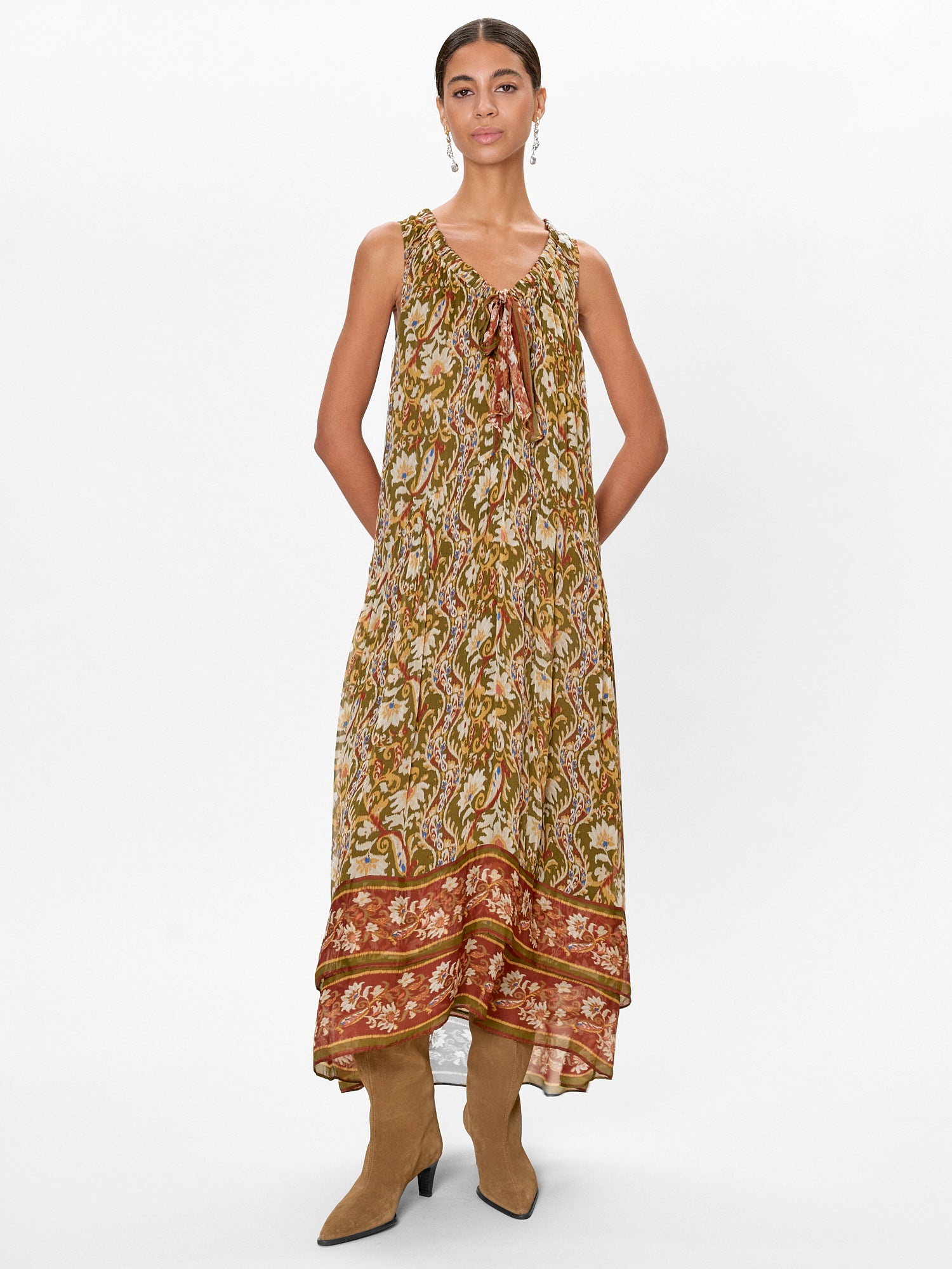  Isha Printed Dress in Pesto Combo by Rebecca Taylor