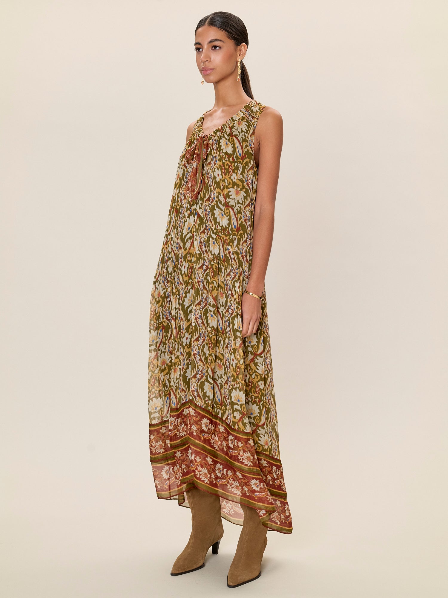  Isha Printed Dress in Pesto Combo by Rebecca Taylor