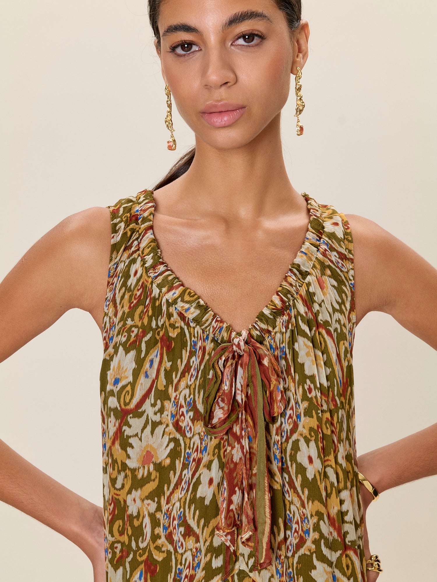  Isha Printed Dress in Pesto Combo by Rebecca Taylor