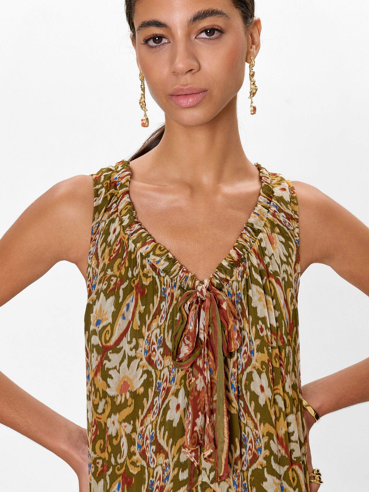  Isha Printed Dress in Pesto Combo by Rebecca Taylor