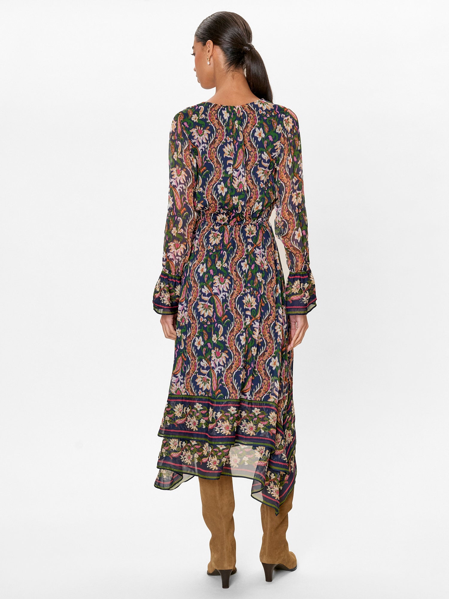  Isha Long  Sleeve Dress in Navy Combo by Rebecca Taylor