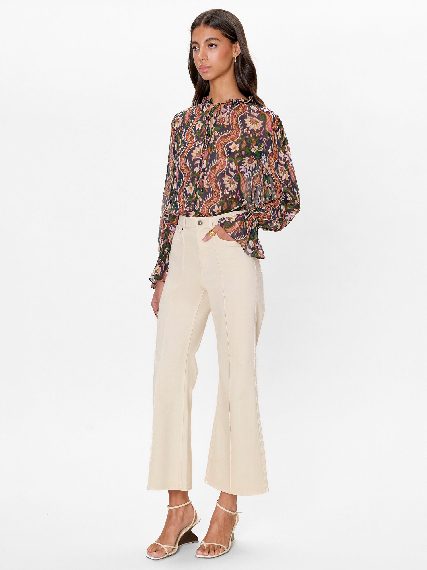  Remi Stretch Kick Flare in Ecru by Rebecca Taylor