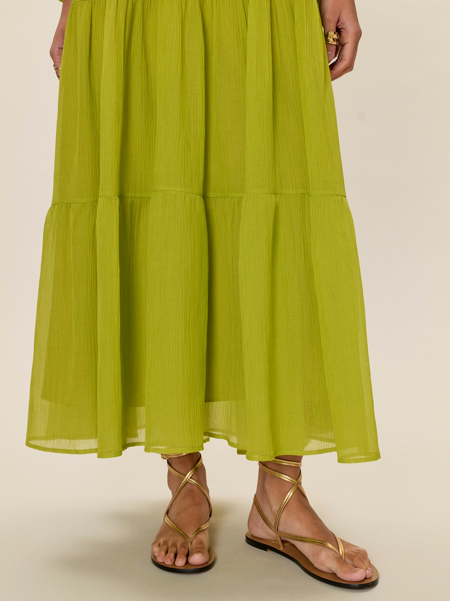  Skye Tiered Dress in Pear Green by Rebecca Taylor