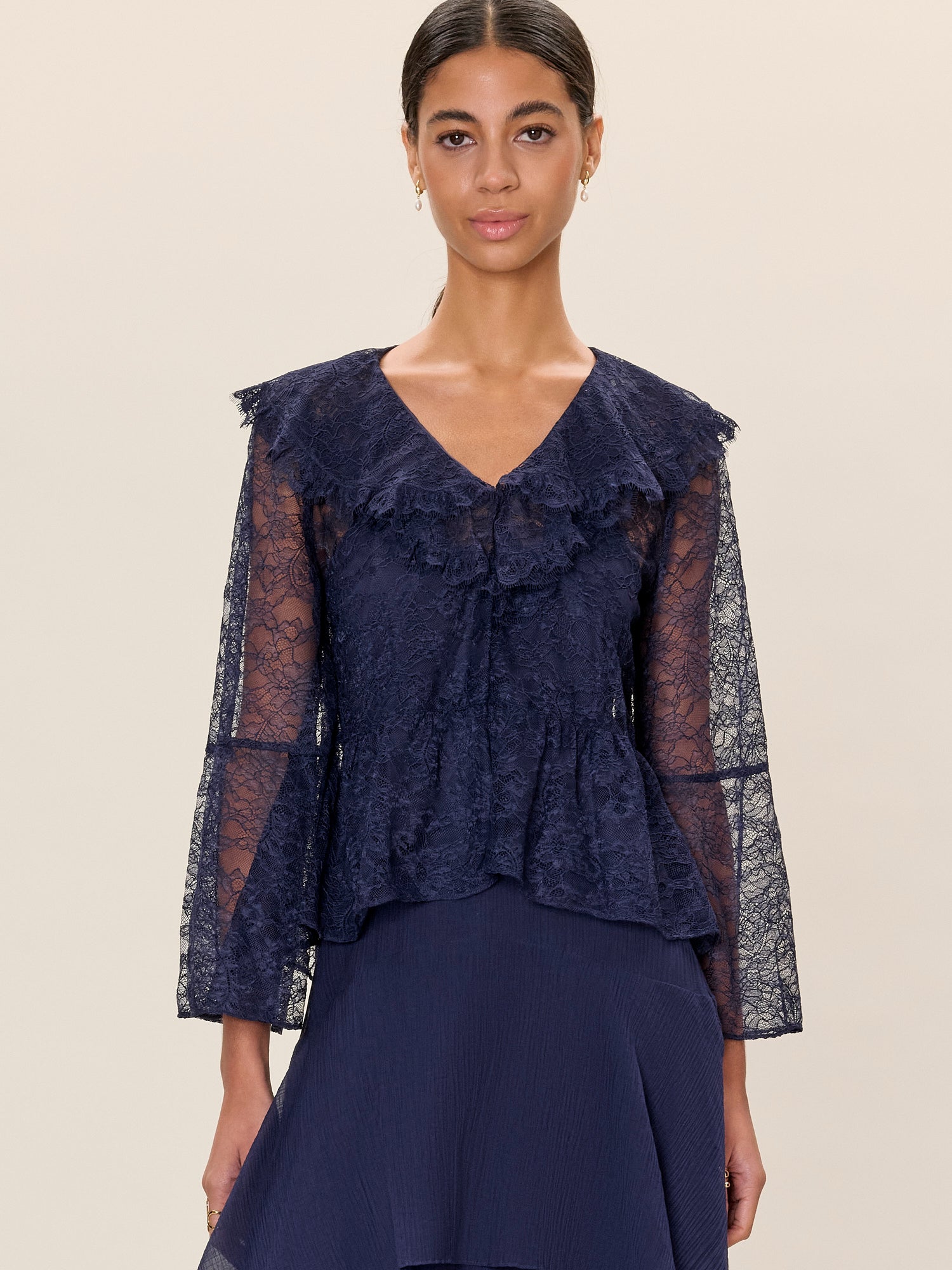  Skye Lace Top in Maritime Blue by Rebecca Taylor