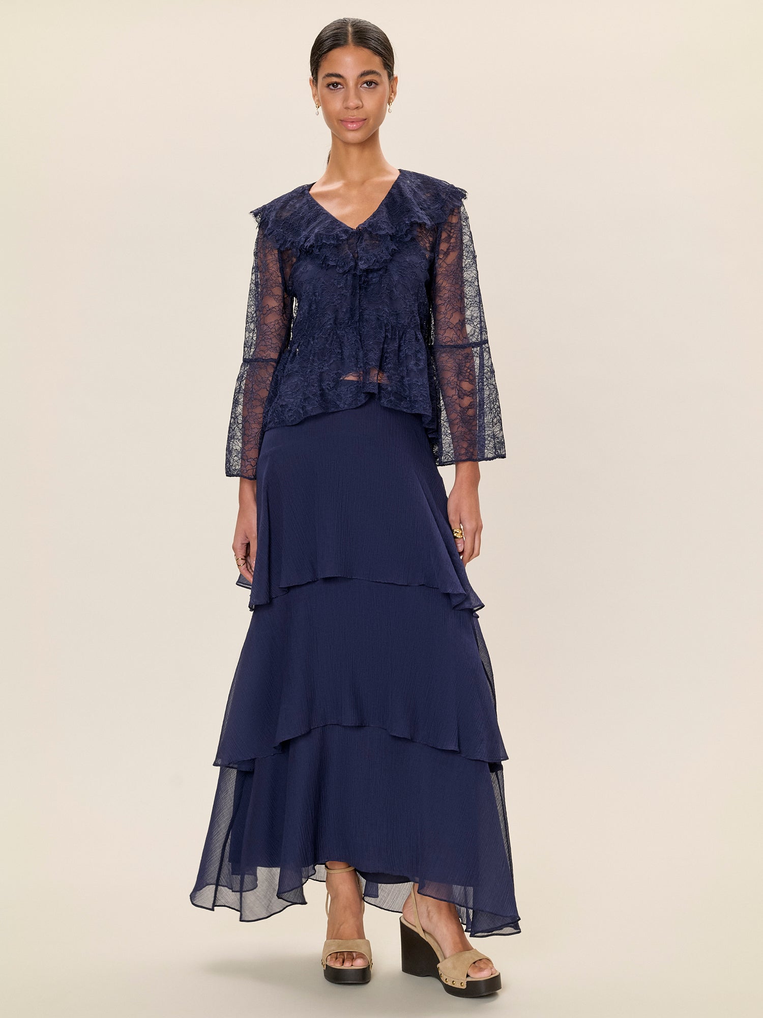  Skye Lace Top in Maritime Blue by Rebecca Taylor