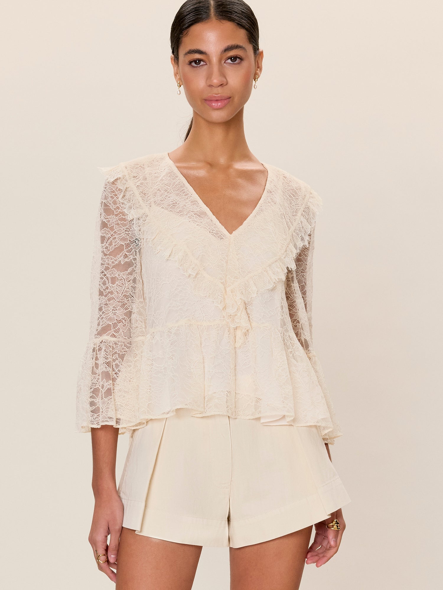  Skye Lace Top in Cream by Rebecca Taylor