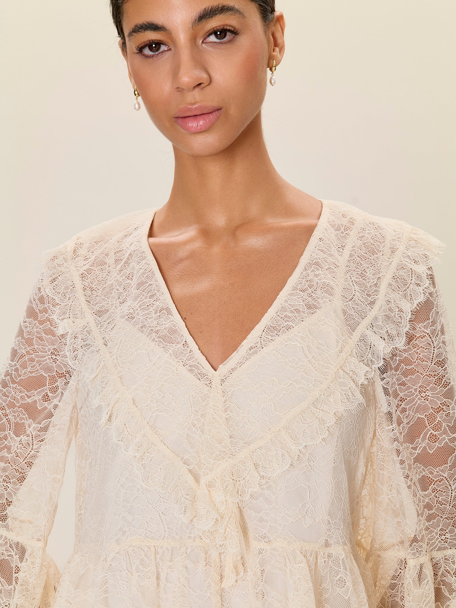  Skye Lace Top in Cream by Rebecca Taylor