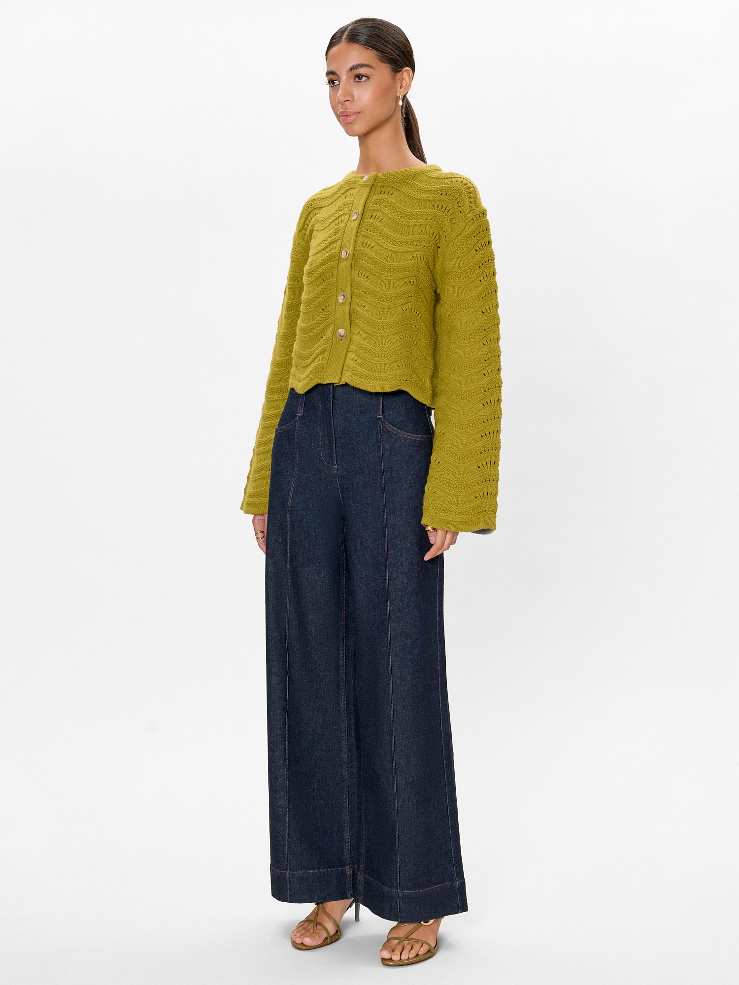  Rem Knit Cardigan in Pear Green by Rebecca Taylor