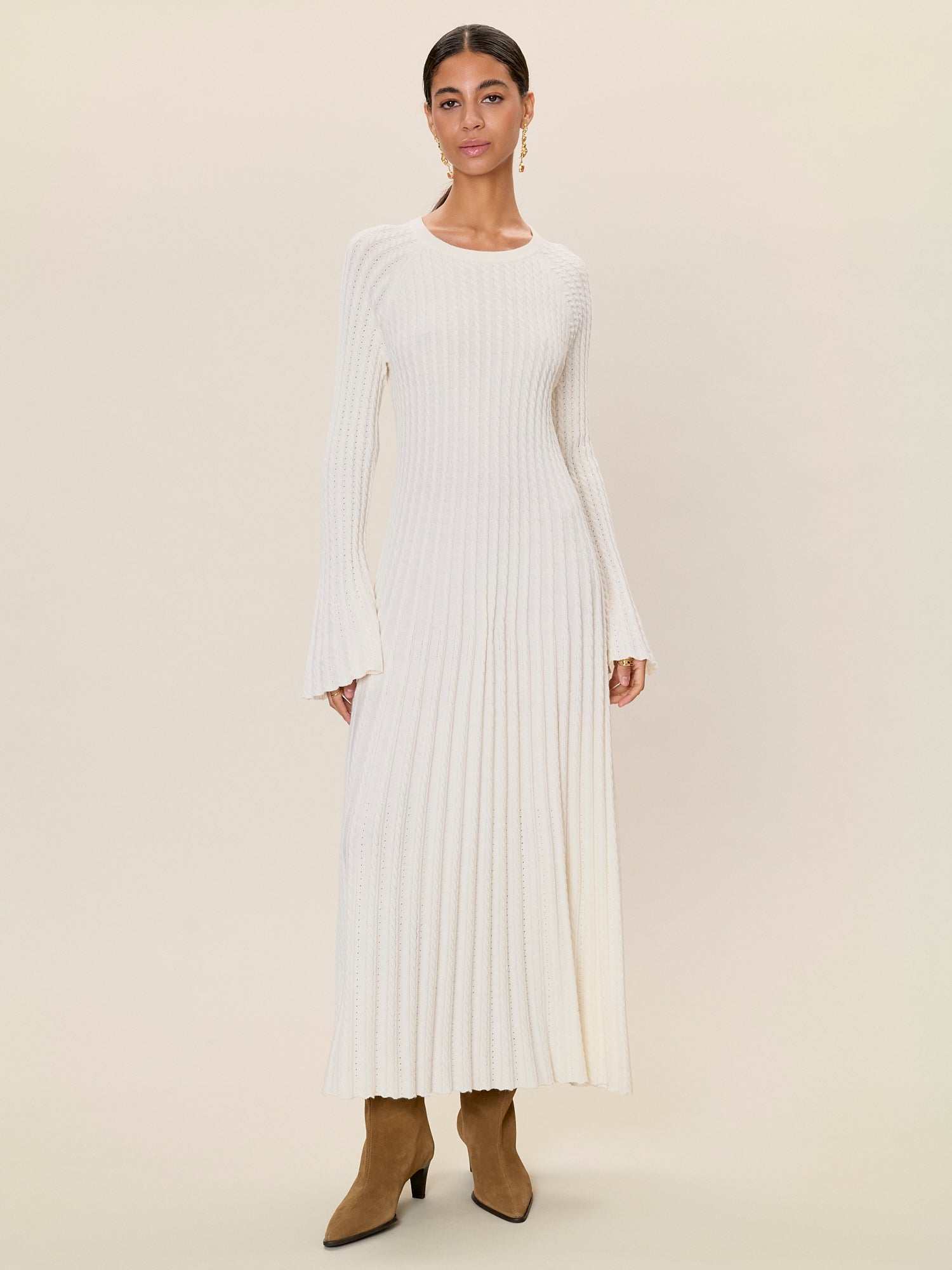  Ella Sweater Dress in Ivory by Rebecca Taylor