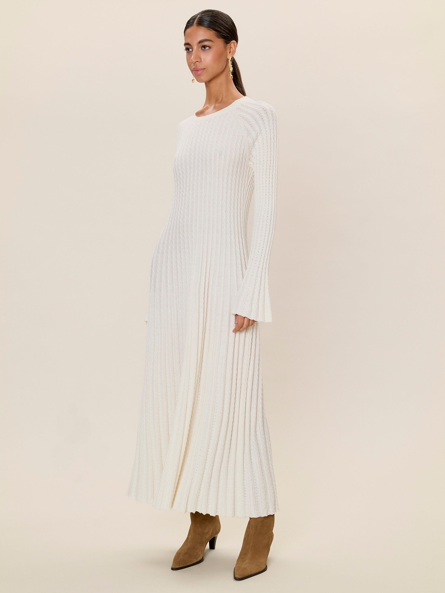  Ella Sweater Dress in Ivory by Rebecca Taylor