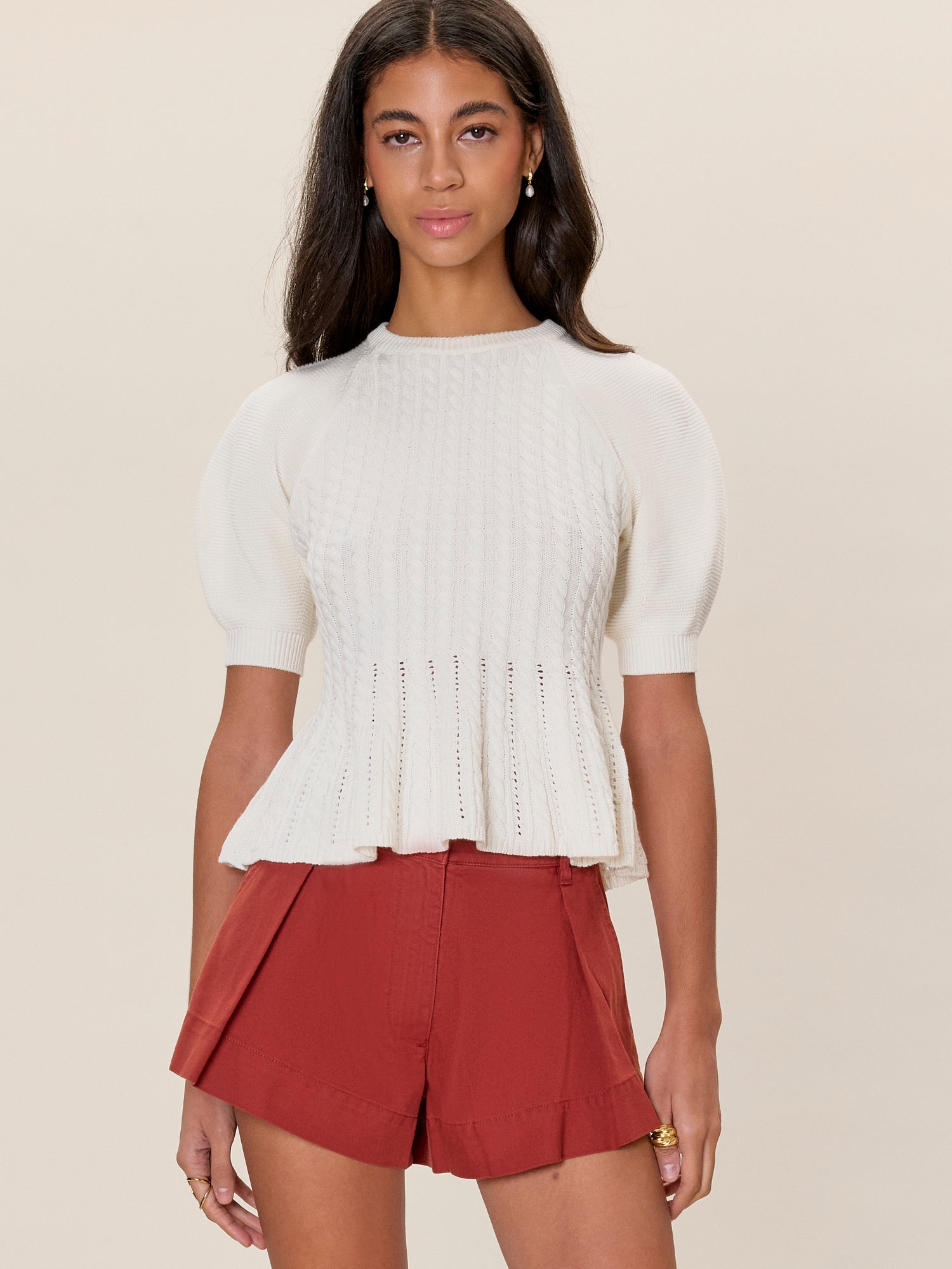  Ella Knit Sweater in Ivory by Rebecca Taylor