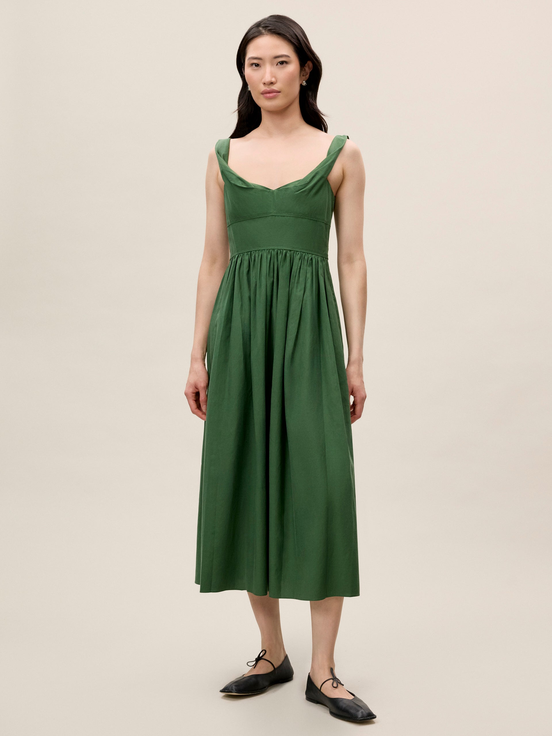  Sleeveless Midi Dress in Emerald by Rebecca Taylor