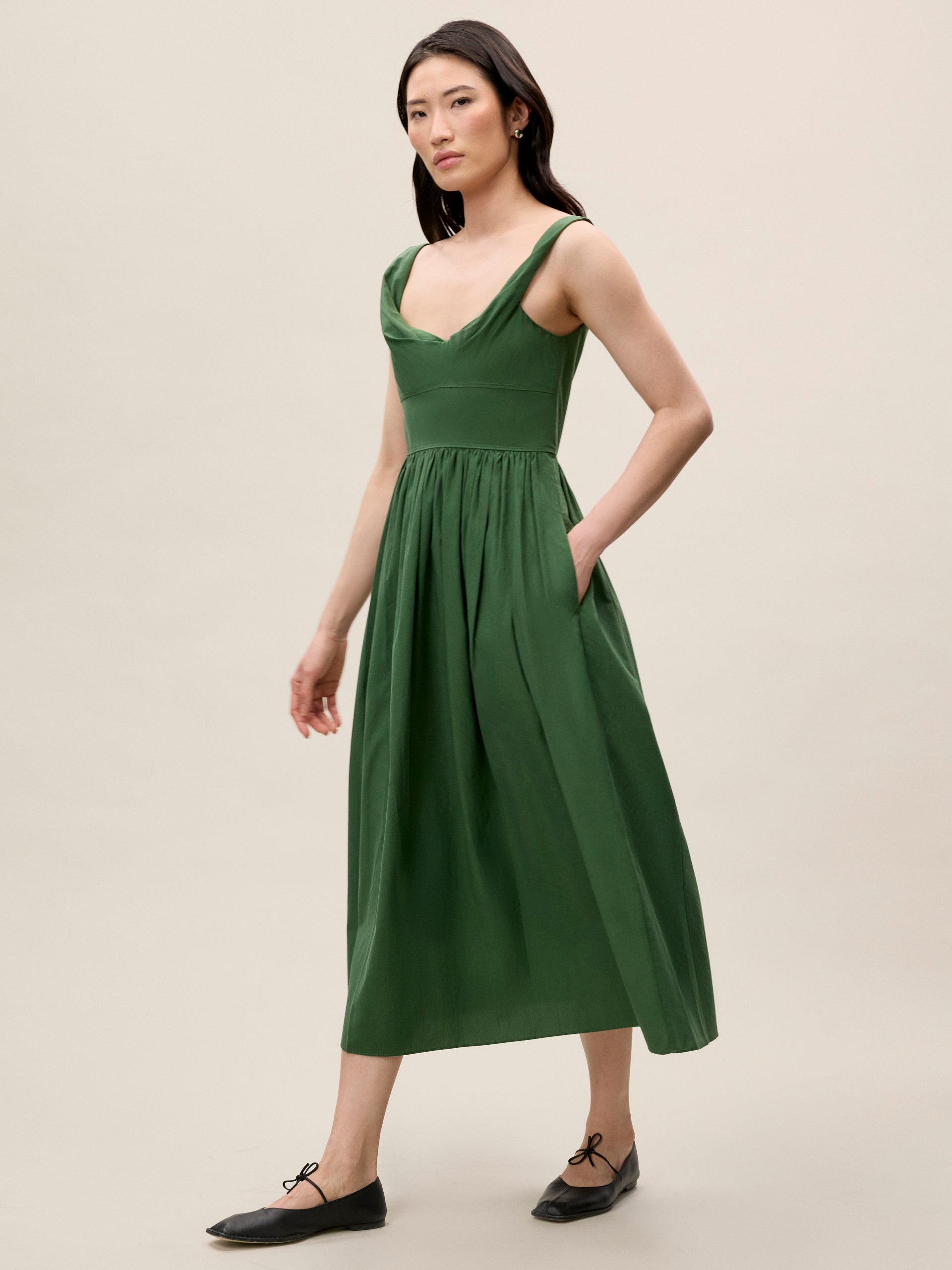  Sleeveless Midi Dress in Emerald by Rebecca Taylor