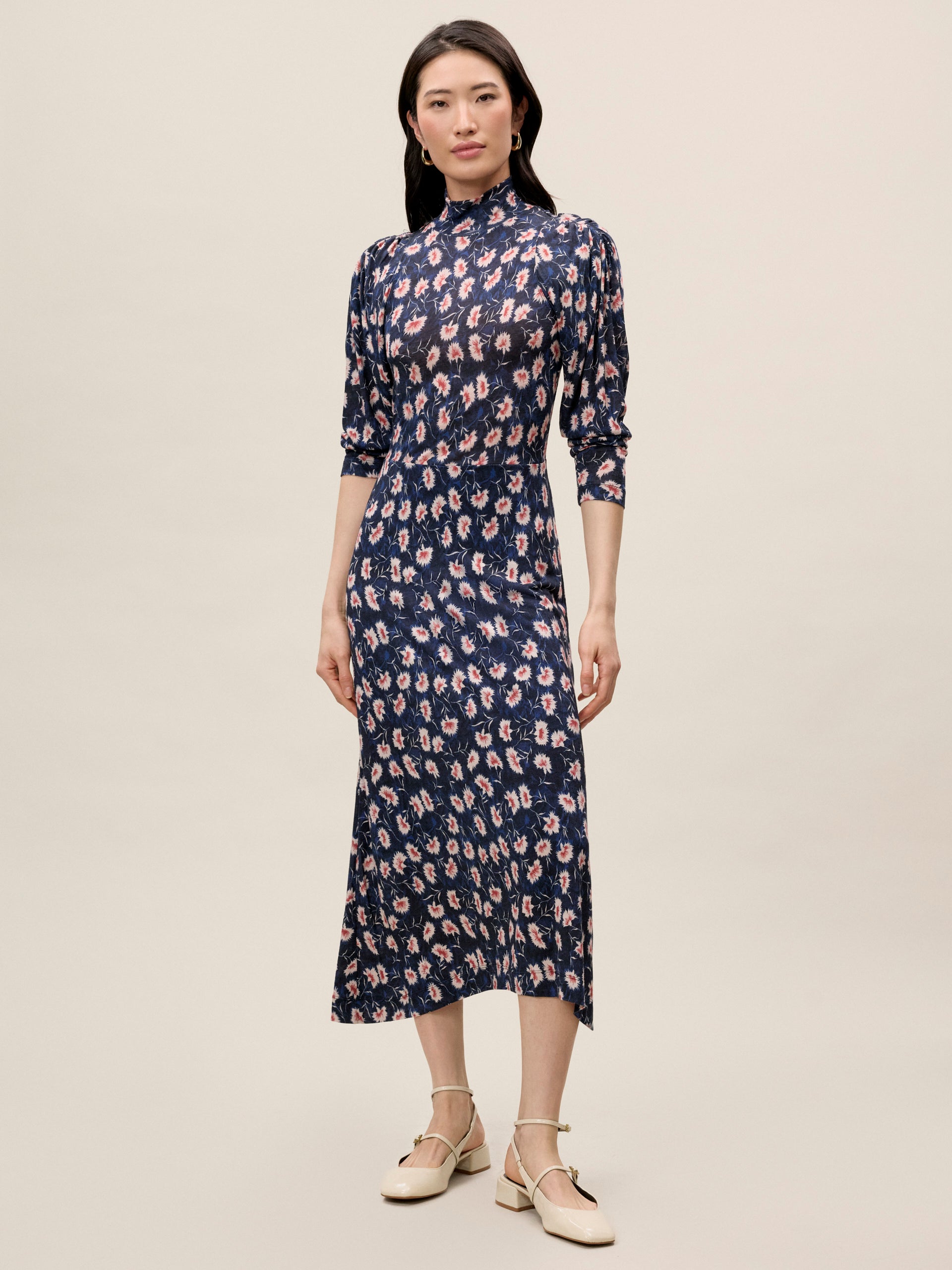  Long Sleeve Turtleneck Dress in Black Combo by Rebecca Taylor