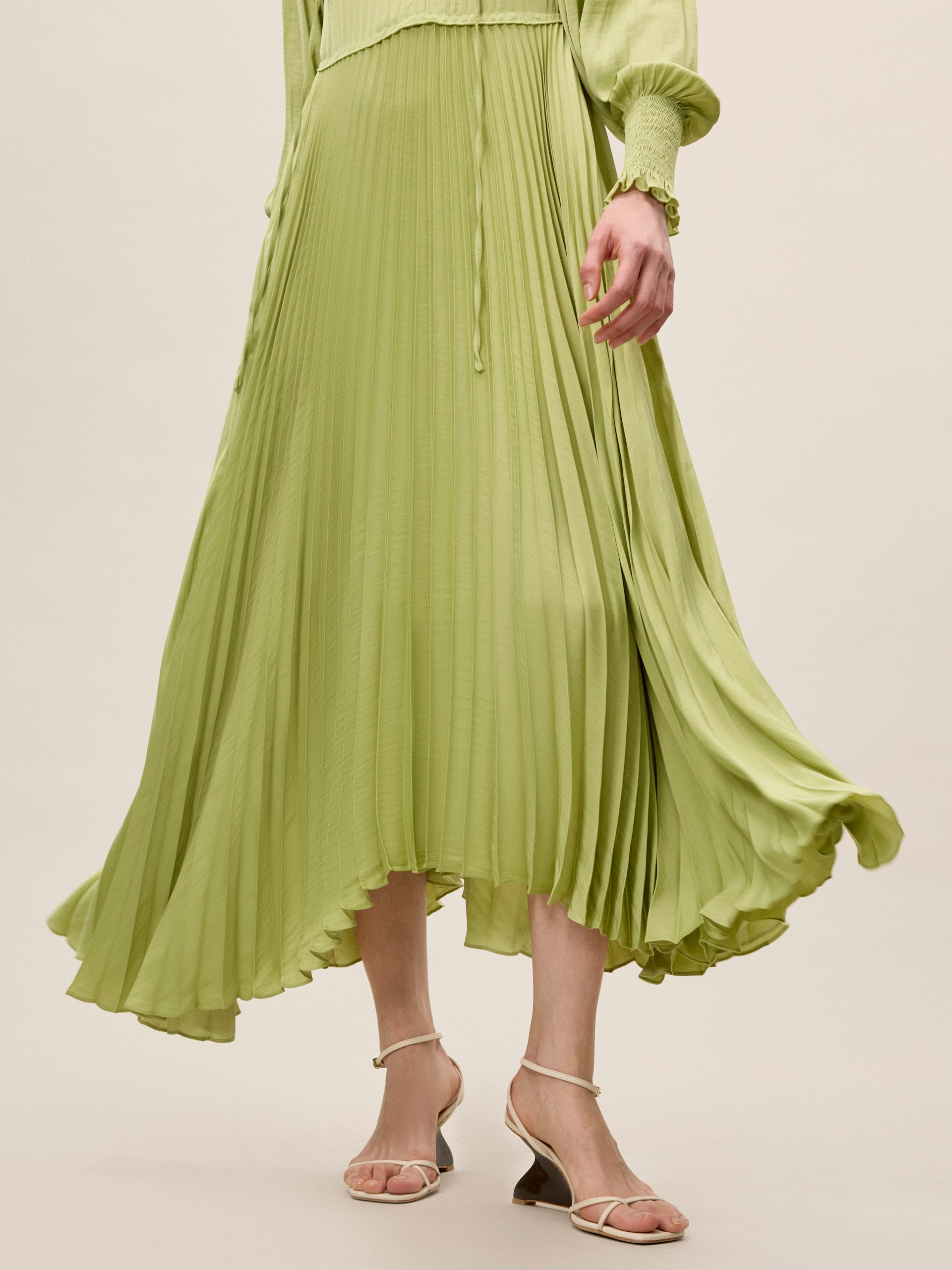 pleated tea dress Pleated Bell Sleeve Tea Length Dress  Fabjetsetter Fashion Boutique