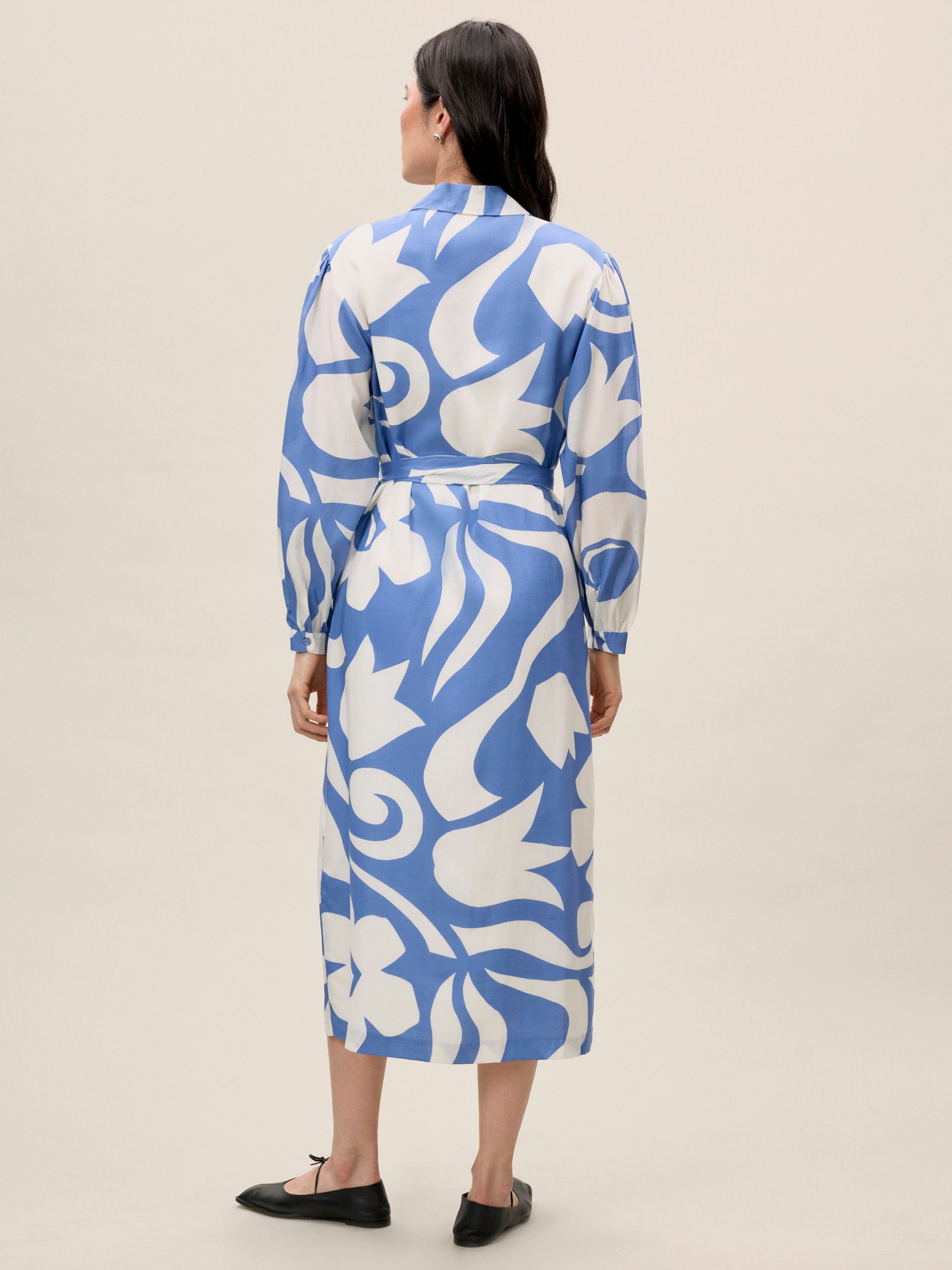  Silhouette Fleur Long Sleeve Whisper Dress in Silhouette Fleur French Blue Combo by Rebecca Taylor