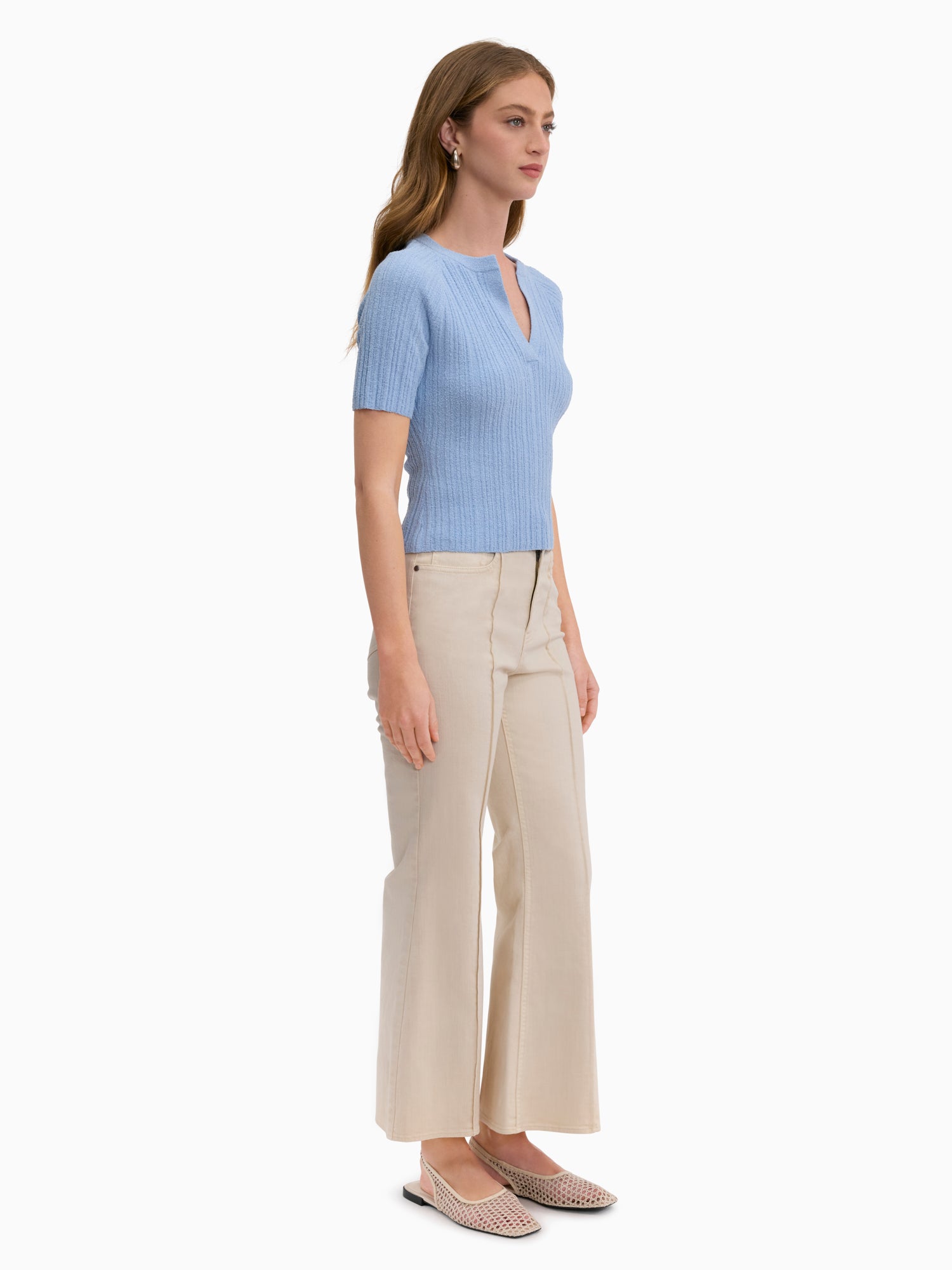  Boucle Knit Sweater in Azure by Rebecca Taylor