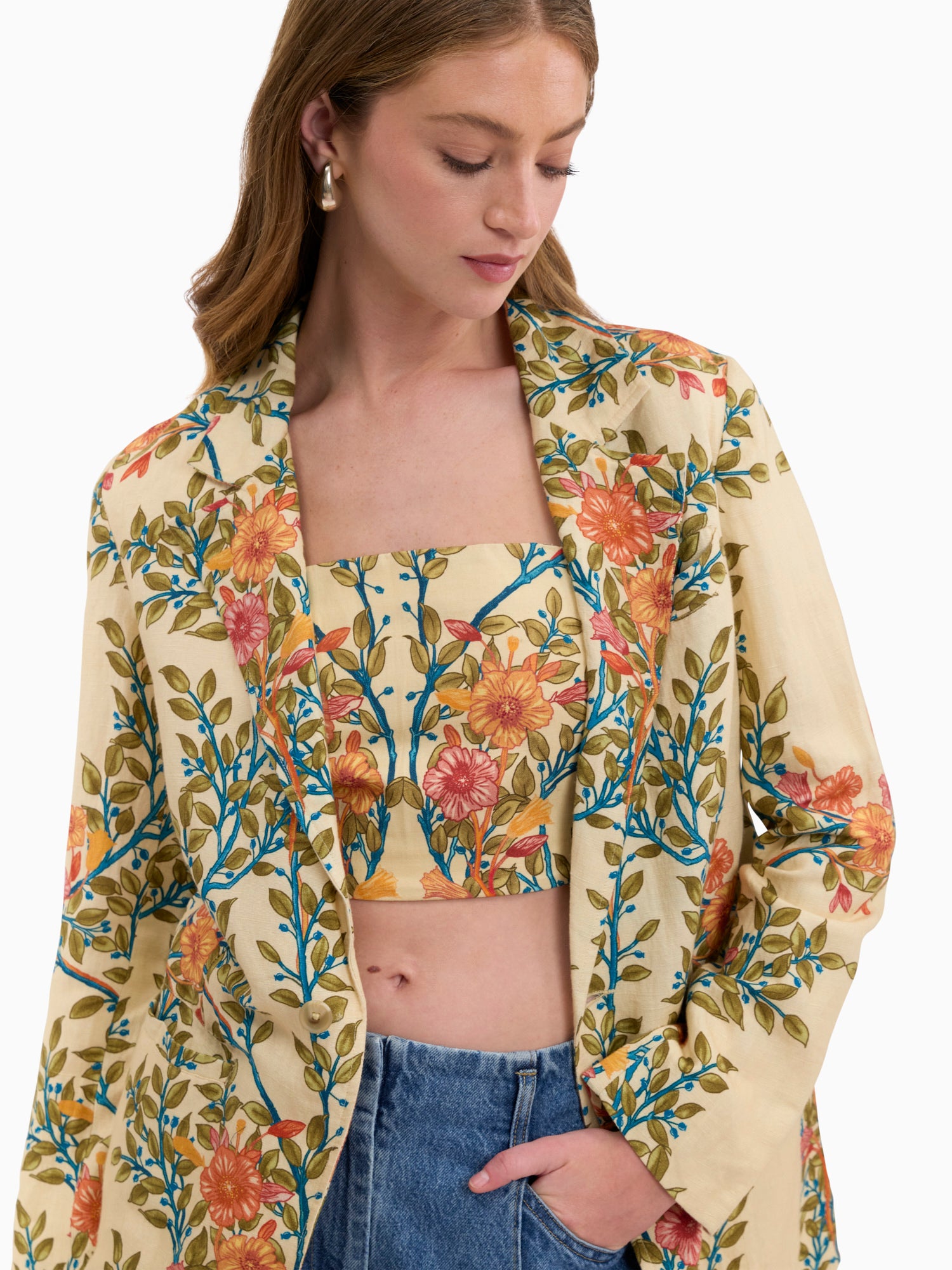  Cleo Printed Blazer in Buttercream Multi by Rebecca Taylor