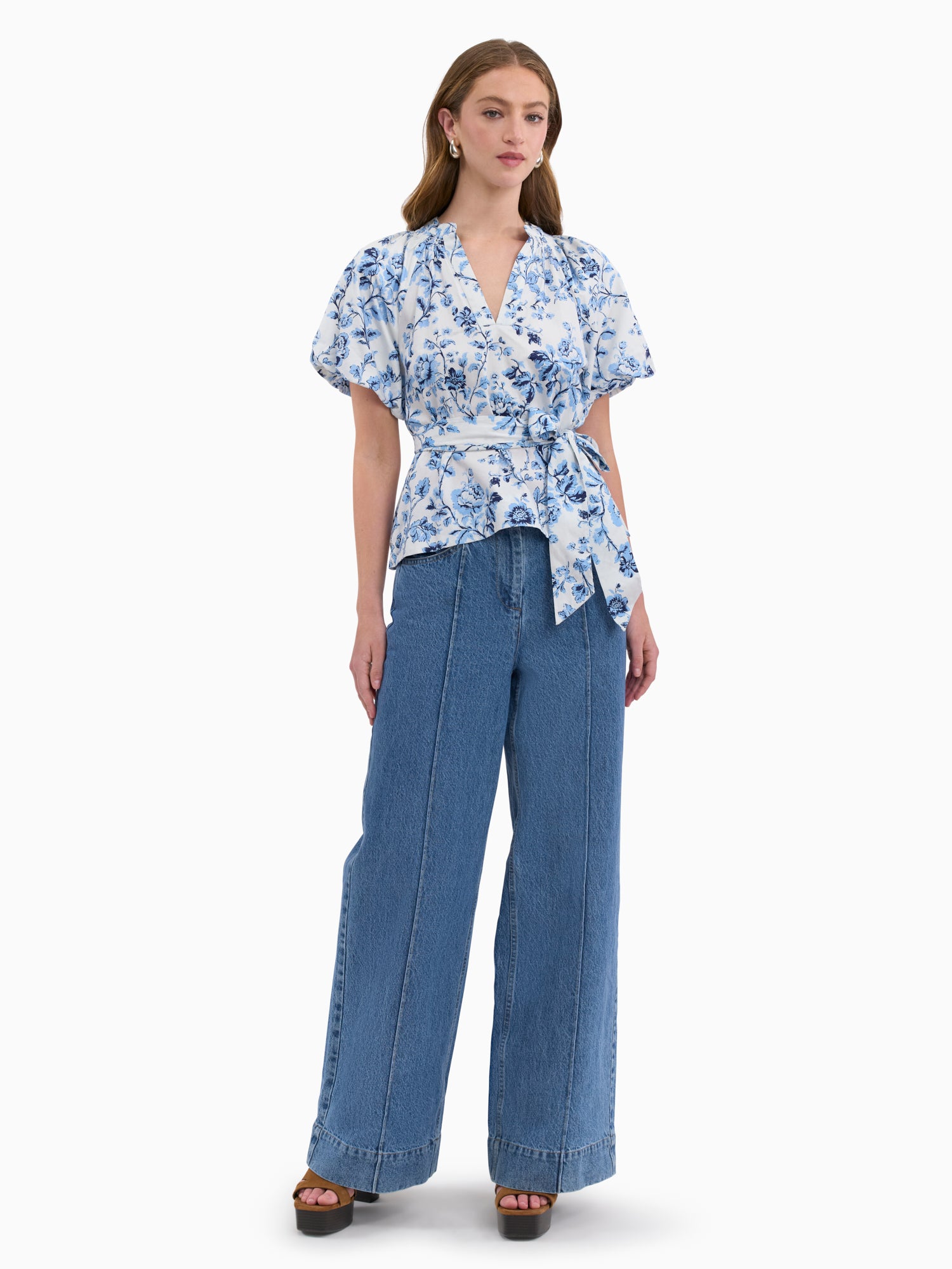  Emelia Printed Blouse in Alaskan Blue Multi by Rebecca Taylor