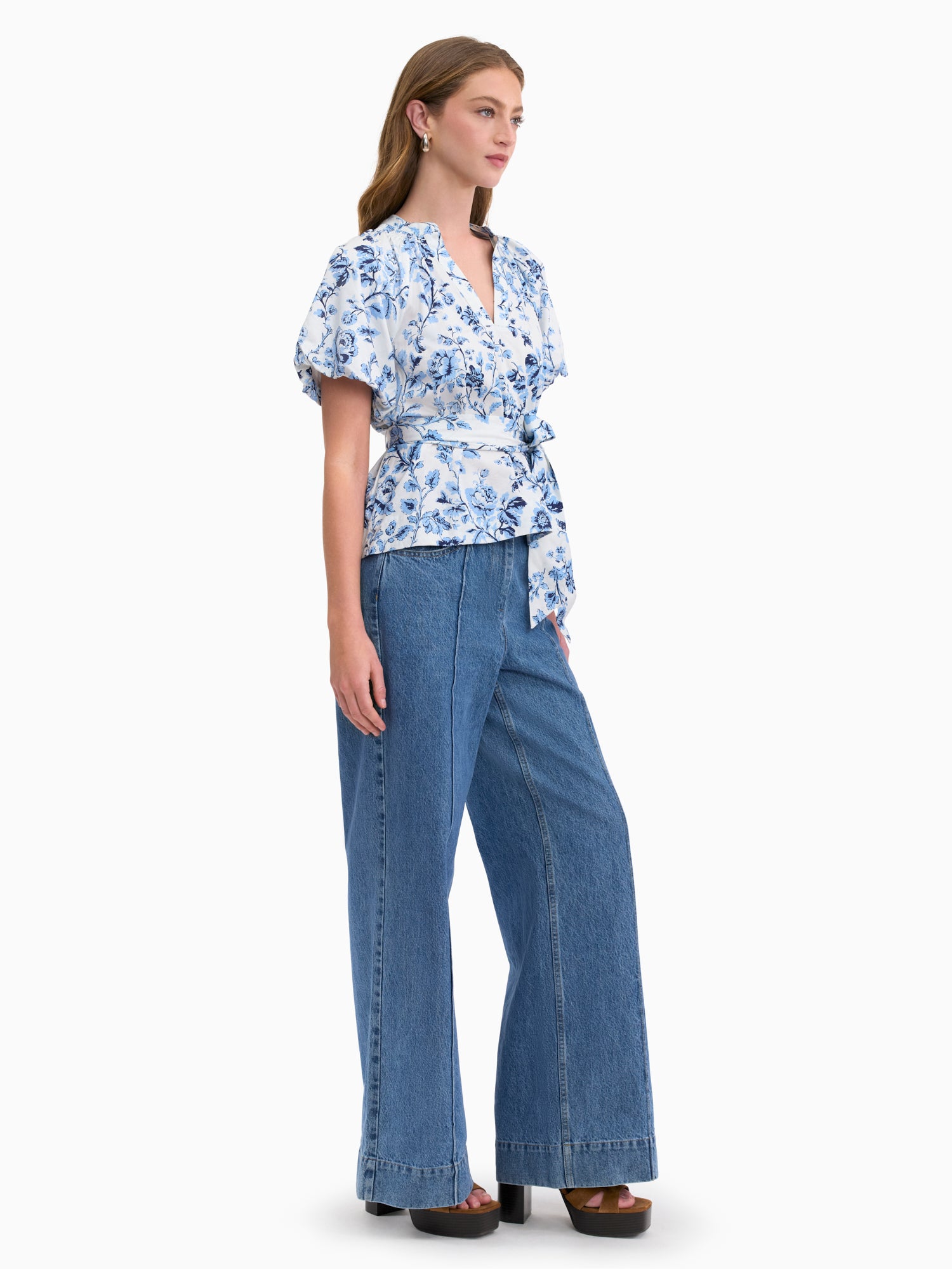  Emelia Printed Blouse in Alaskan Blue Multi by Rebecca Taylor