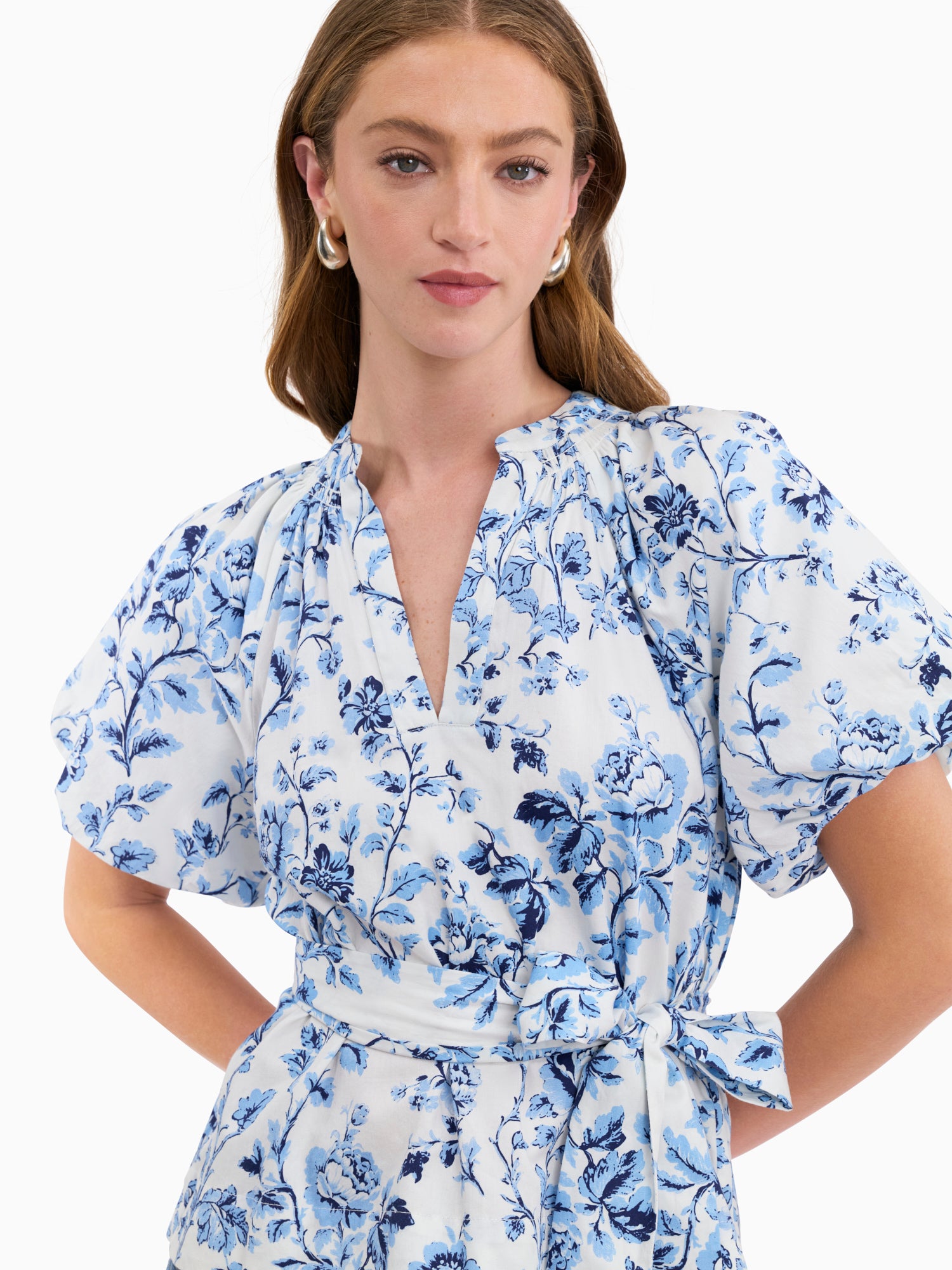  Emelia Printed Blouse in Alaskan Blue Multi by Rebecca Taylor