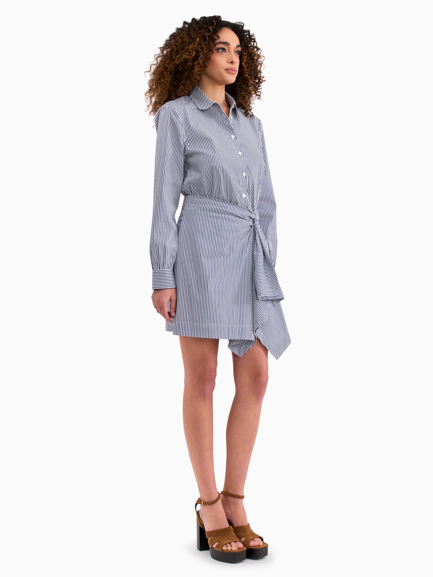  Joselene Poplin Dress in Navy Stripe by Rebecca Taylor