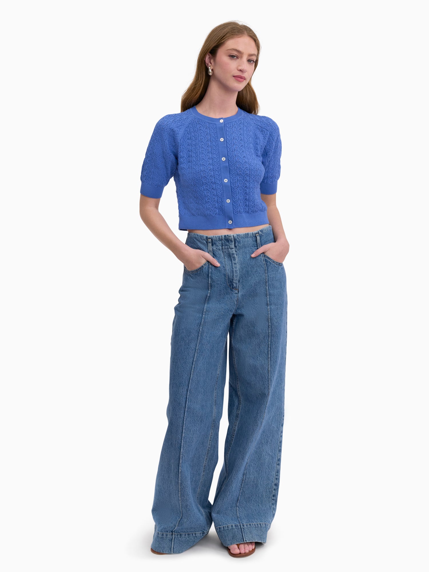  Verana Knit Cardigan in Capri Blue by Rebecca Taylor