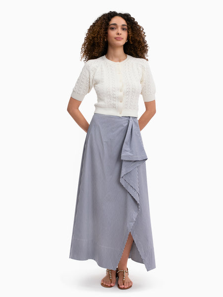 Navy Stripe Joselene Poplin Skirt - Rebecca Taylor